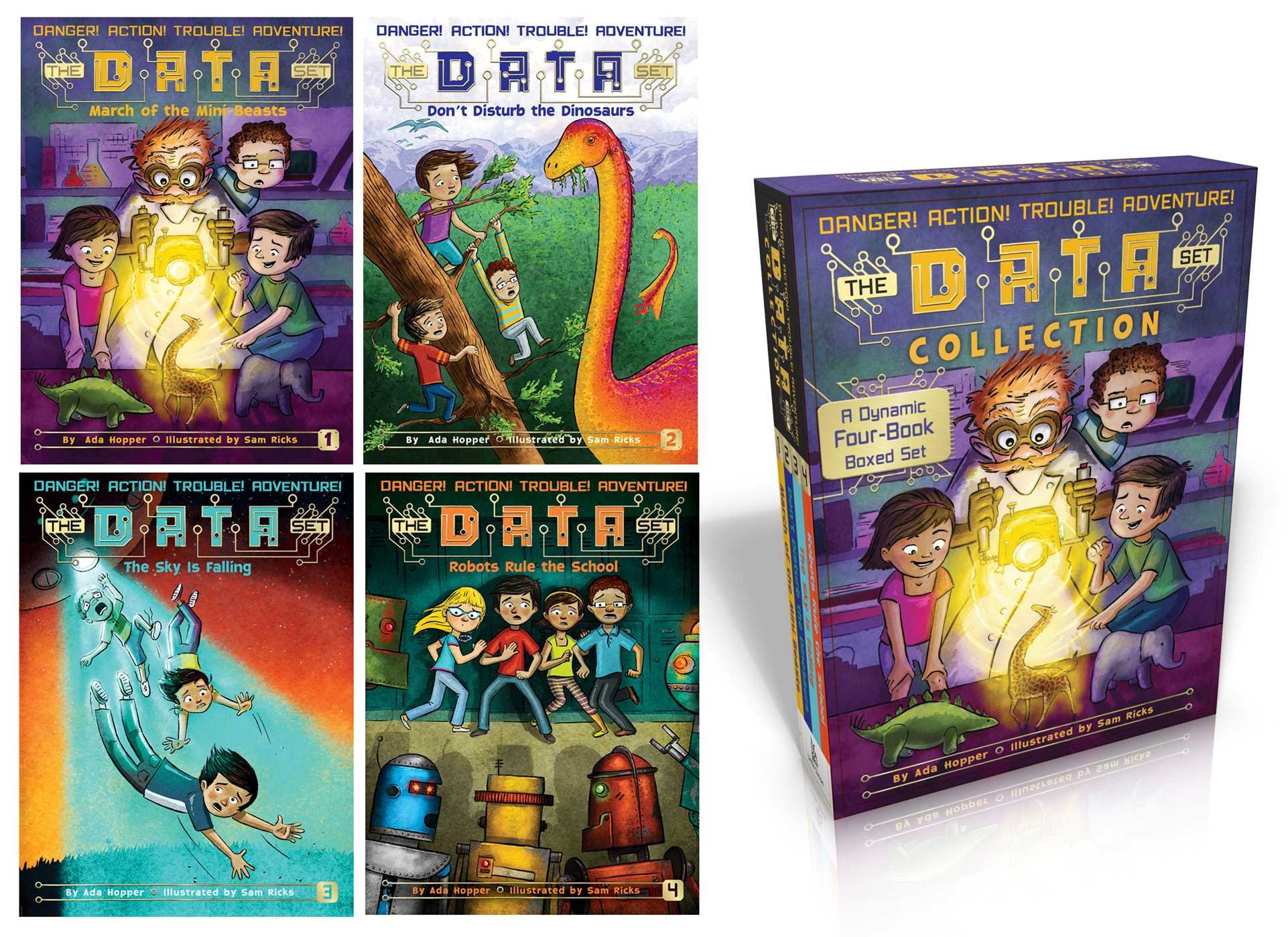 The DATA Set Collection (Boxed Set) - March of the Mini Beasts, Don't Disturb the Dinosaurs, The Sky Is Falling, Robots Rule the School | STEM Adventure Books for Kids Ages 6-10 | Perfect for Classroom Reading & Science Enthusiasts