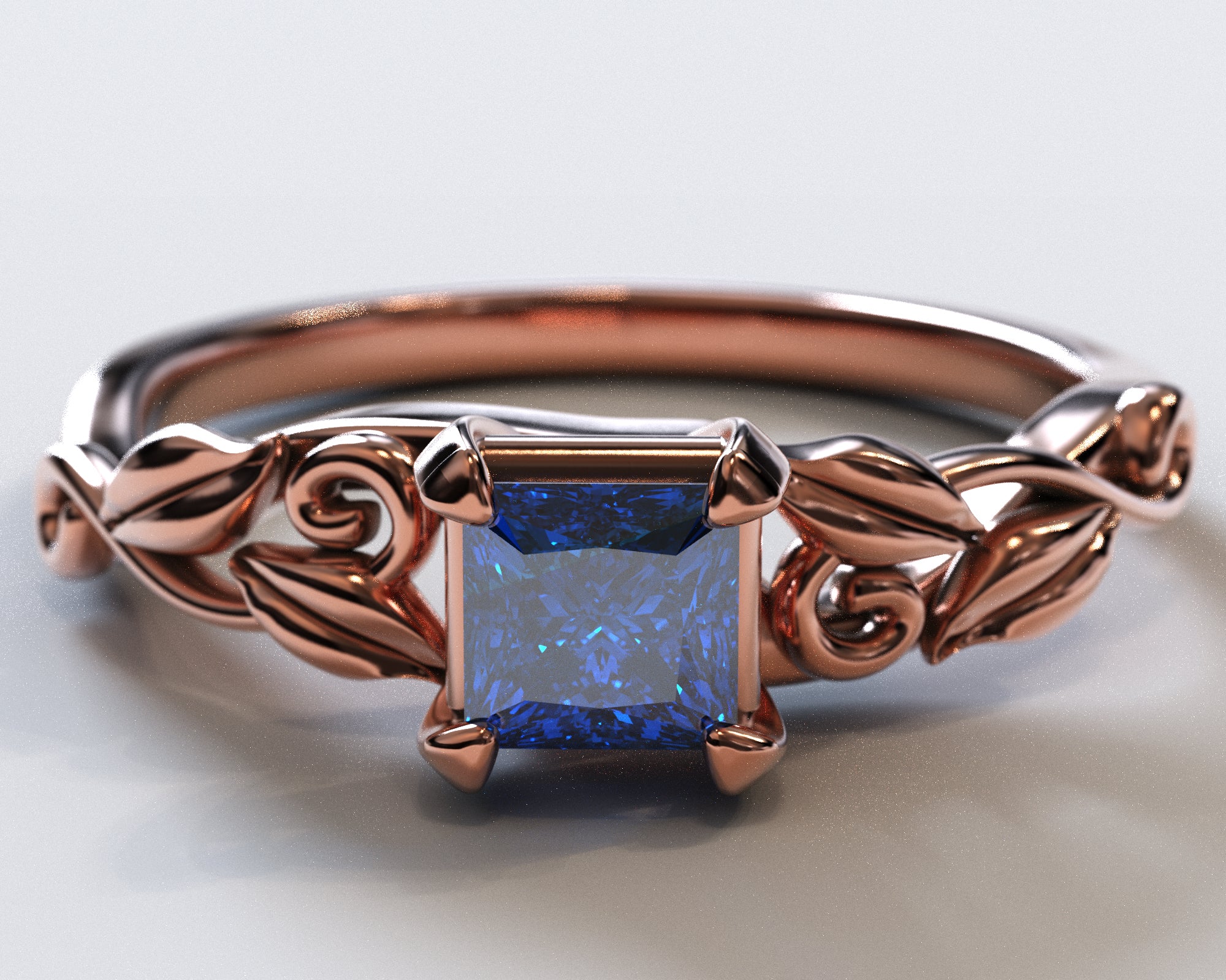 Exquisite Princess Cut Sapphire Engagement Ring - 14K White Gold Vintage Style for Weddings & Proposals | Perfect Gift for Her