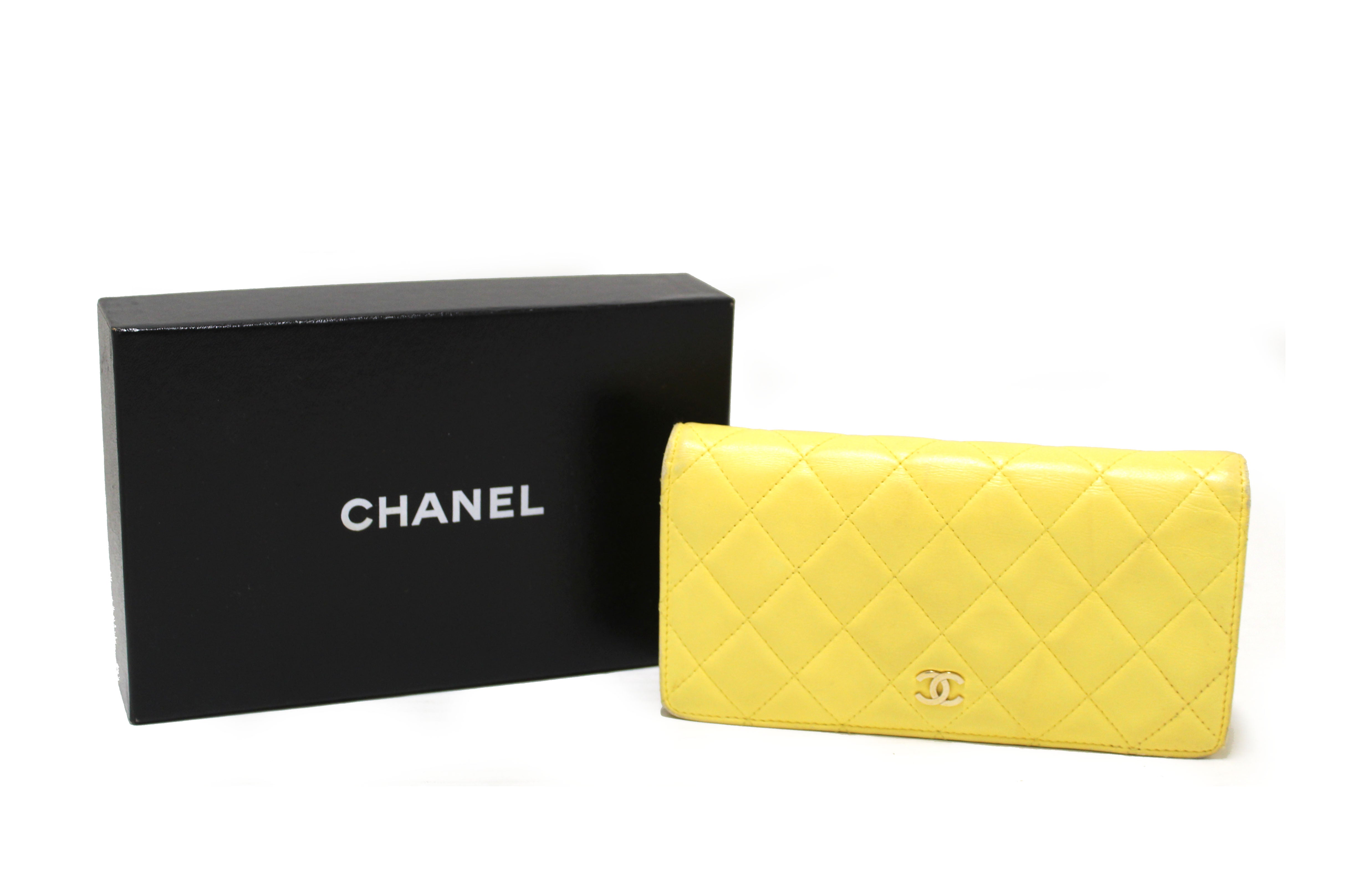 Authentic Chanel Yellow Quilted Lambskin Leather Wallet for Women - Luxury Designer Handbag Accessory | Perfect for Everyday Use, Gifts & Special Occasions