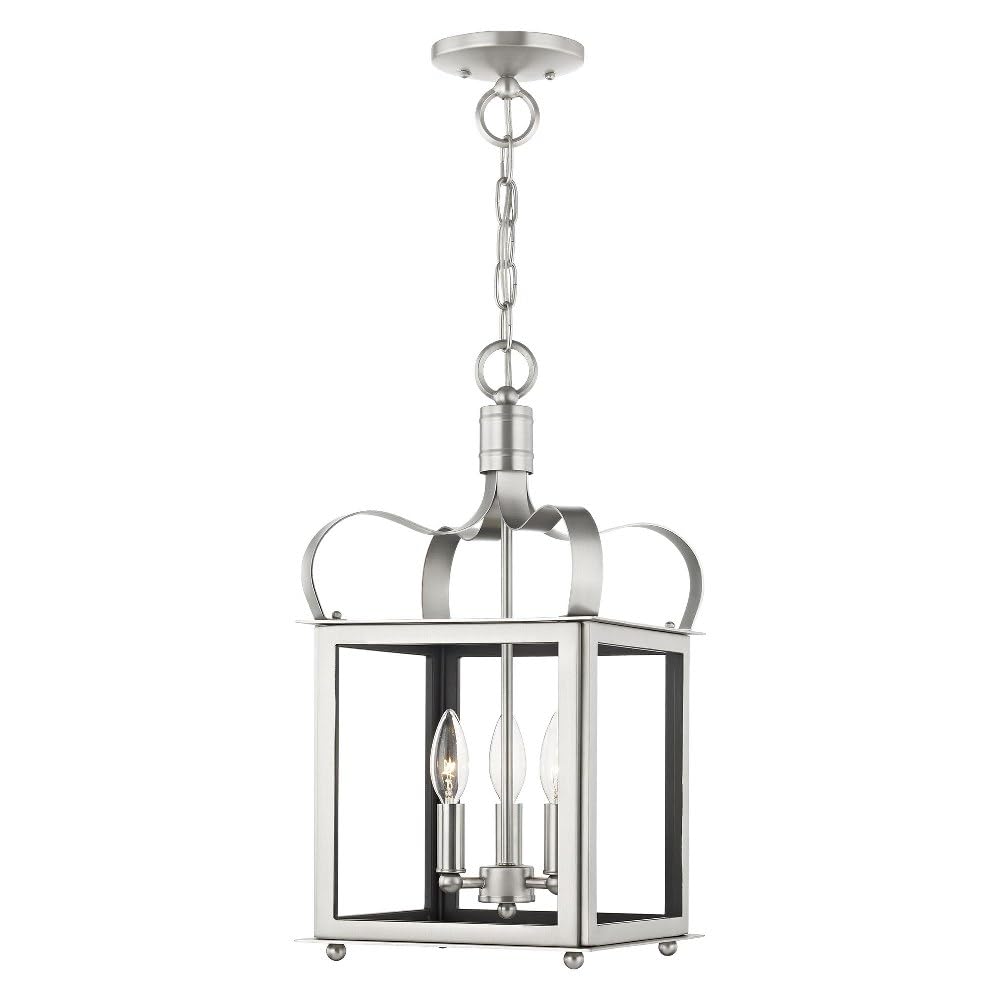 Livex Lighting 4313-91 Garfield 3-Light Convertible Hanging Lantern/Ceiling Fixture, Brushed Nickel 10