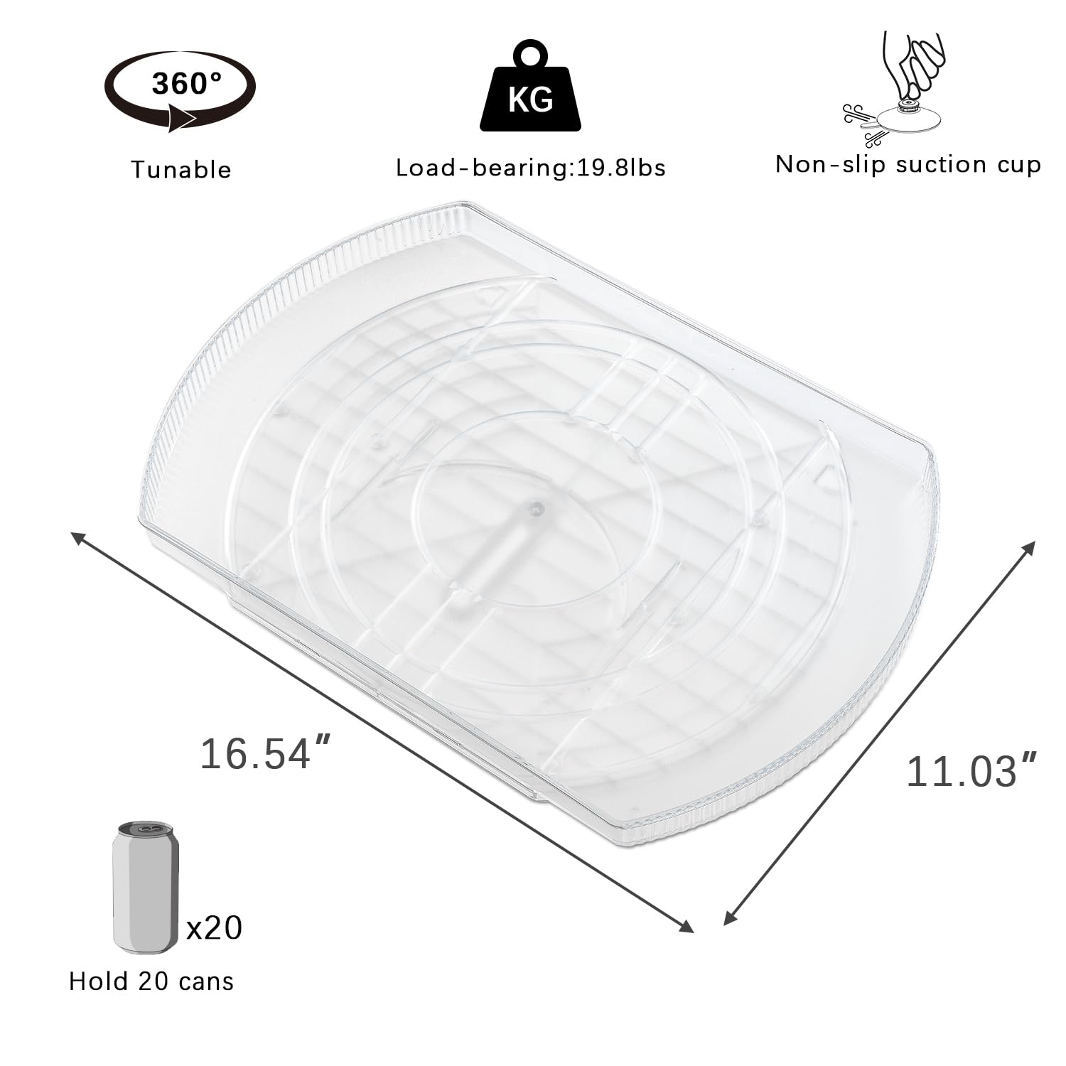 360° Rotating Lazy Susan Turntable Organizer for Large Refrigerator - 16.54