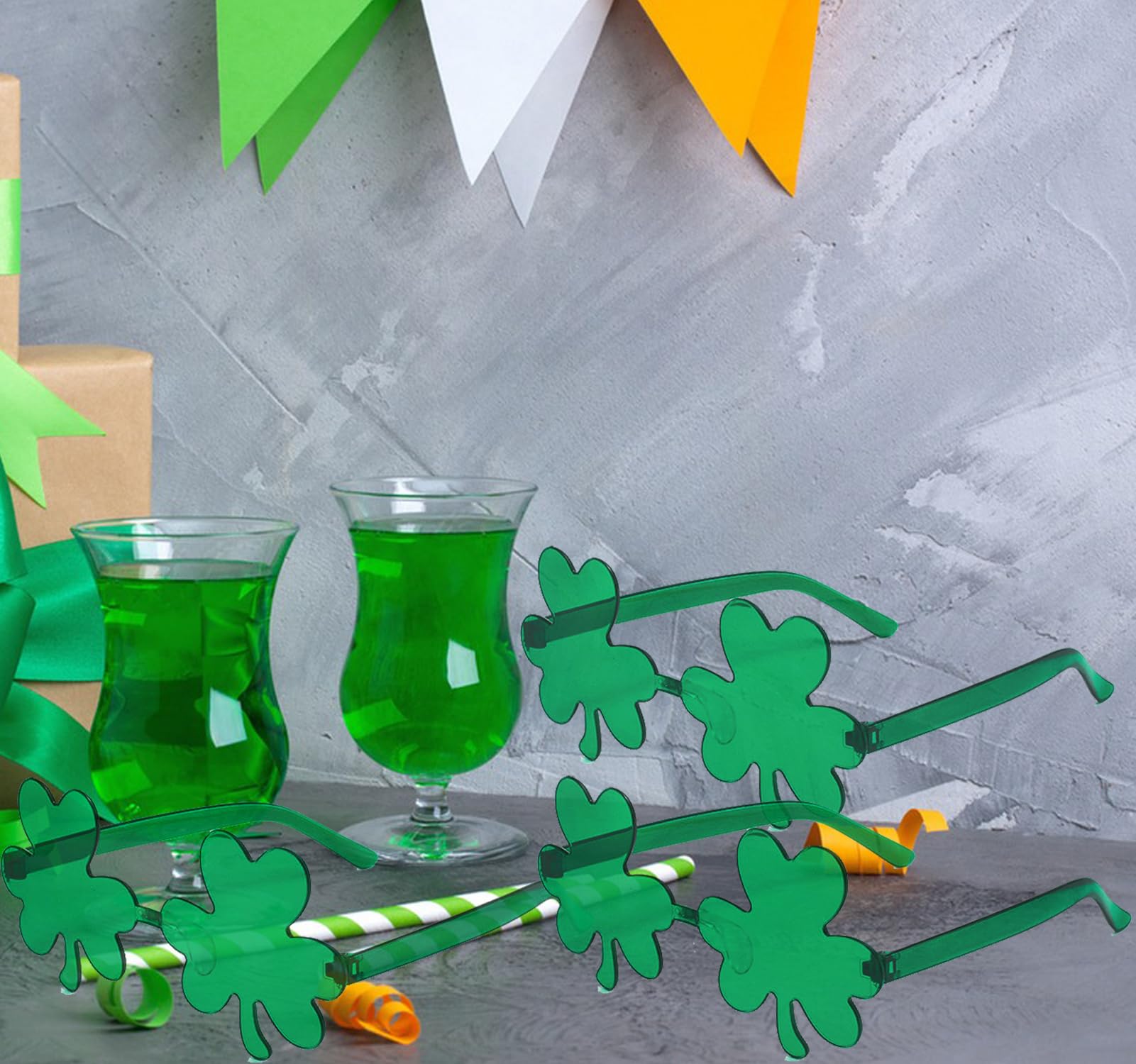 St. Patrick's Day Sunglasses - Green Rimless Shamrock Glasses for Irish Party | Perfect for St. Patrick's Day Celebrations, Parades & Irish-Themed Events