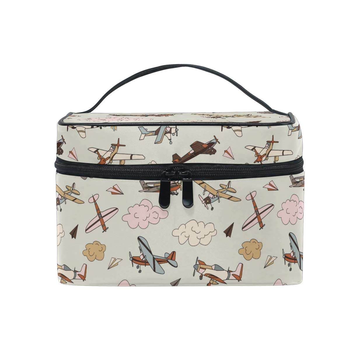 Vintage Airplane Makeup Bag for Women - Travel Cosmetic Organizer
