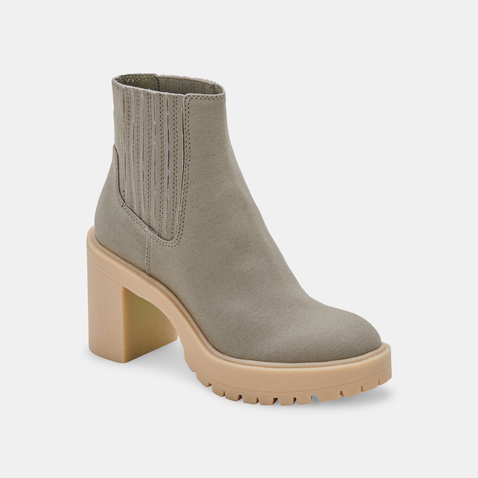 Re:vita Women's Sage Green Canvas Caster Booties - Comfortable Slip-On Shoes for Casual Wear, Work, and Outdoor Activities