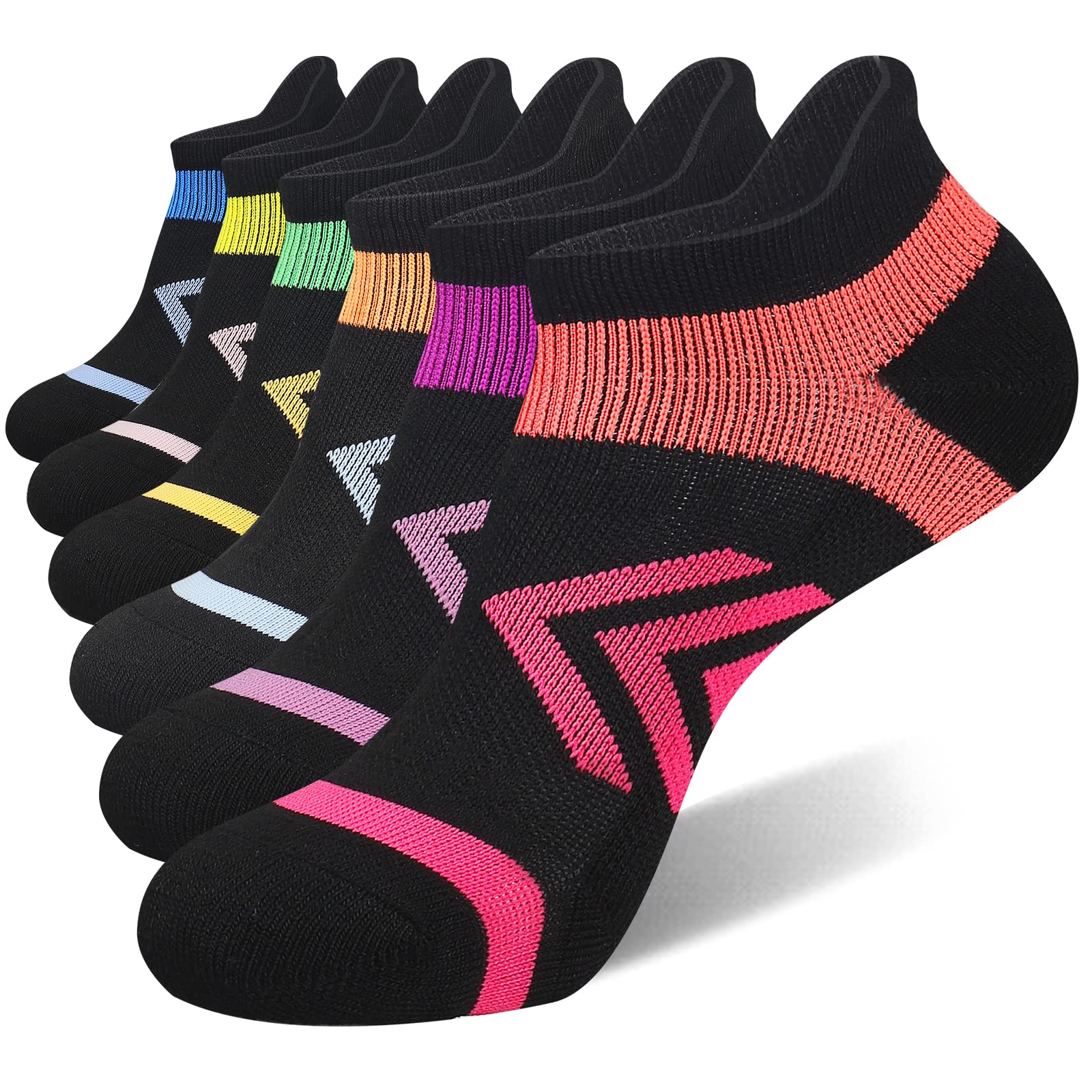 Cooplus Women's Ankle Athletic Socks - 6 Pairs Cushioned Breathable Low Cut Sports Running Socks with Tab | Perfect for Gym, Jogging & Everyday Wear