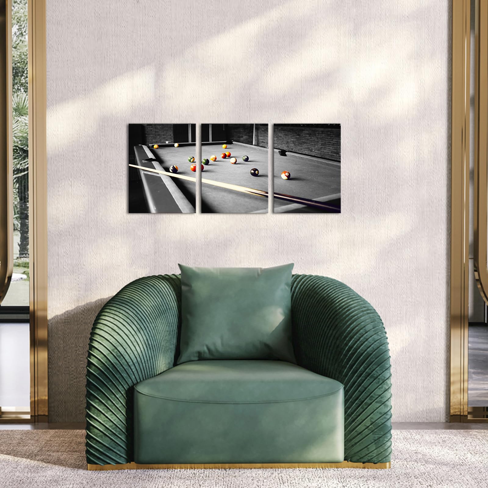 Homeoart Billiard Wall Art - Framed Canvas Print Set (12x16 Inches, 3-Piece) for Teen Boys Room Decor & Game Room Wall Art - Ready to Hang