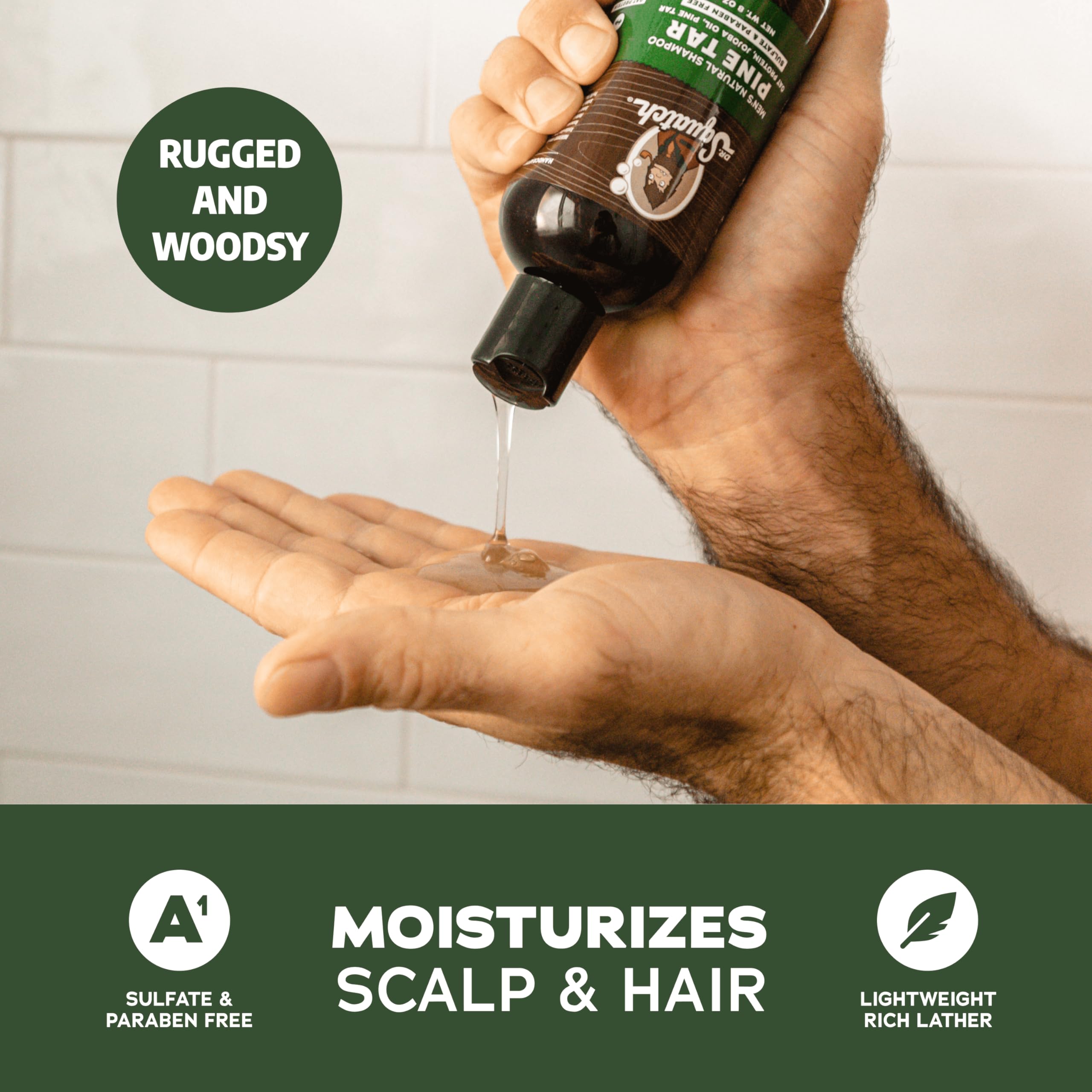 Dr. Squatch Natural Men's Body Wash & Hair Care Gift Set - Pine Tar Scent, Exfoliating Body Wash (14 oz, 2 Pack) + Shampoo (8 oz) + Conditioner (11.5 oz) - Perfect for Gifts, Travel & Daily Skincare Routine