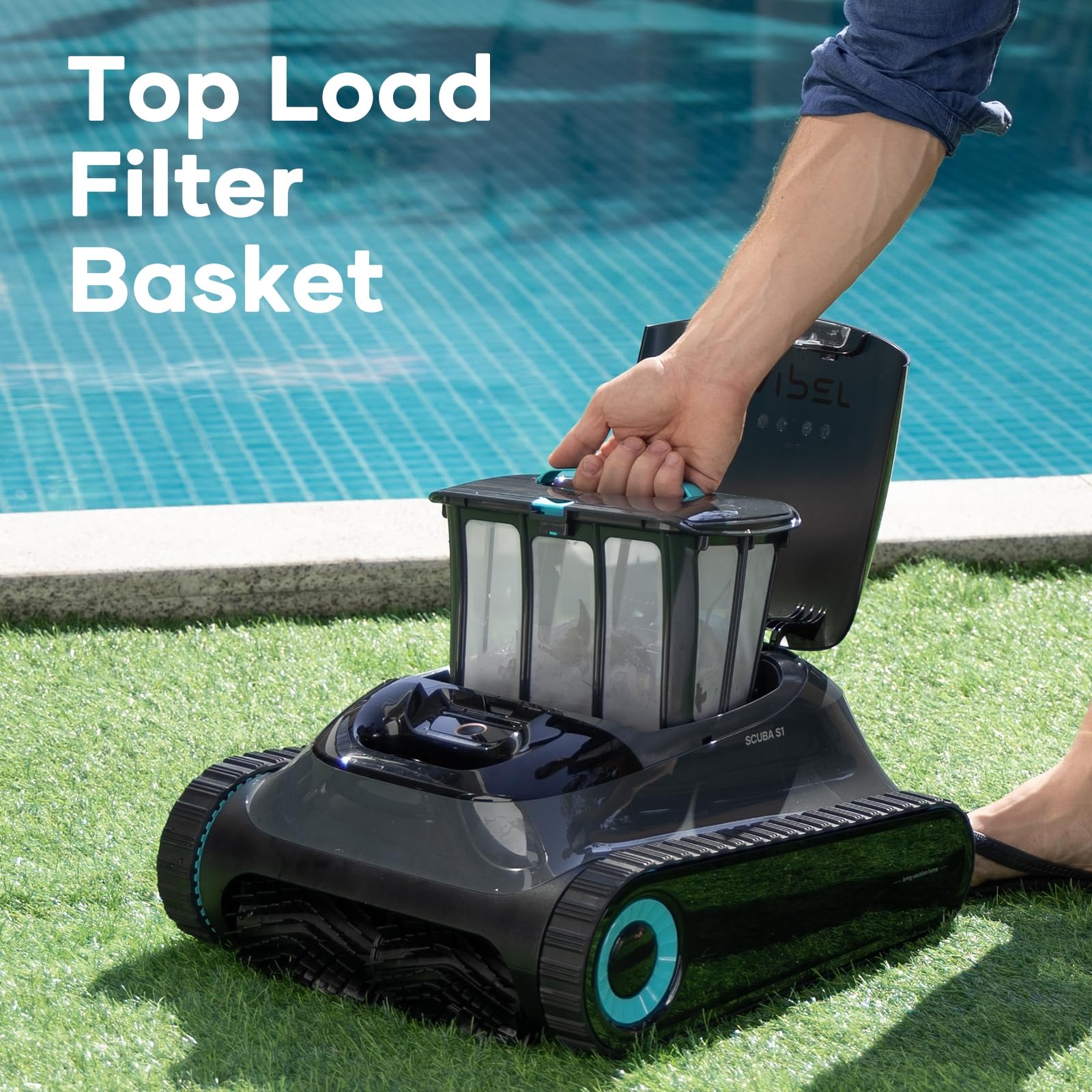 AIPER Scuba S1 Cordless Robotic Pool Cleaner - Smart Navigation for Inground Pools up to 1,600 Sq.ft, Automatic Wall & Waterline Cleaning Vacuum - Perfect for Backyard, Family & Vacation Home Swimming Pools