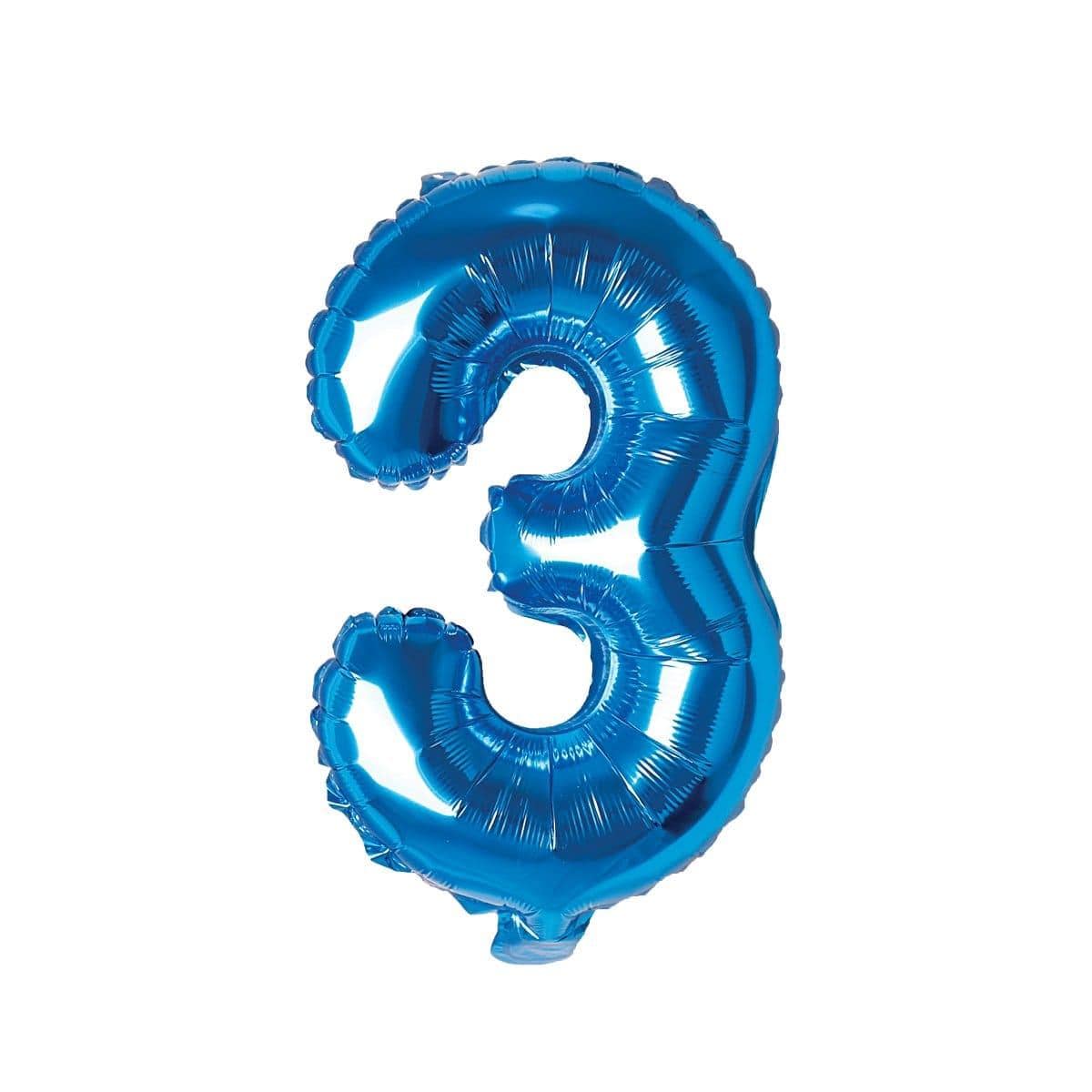 16 Inch Blue Number 3 Foil Balloon for Birthday Parties, Baby Showers & Anniversary Celebrations - Perfect for Decorations & Photo Props