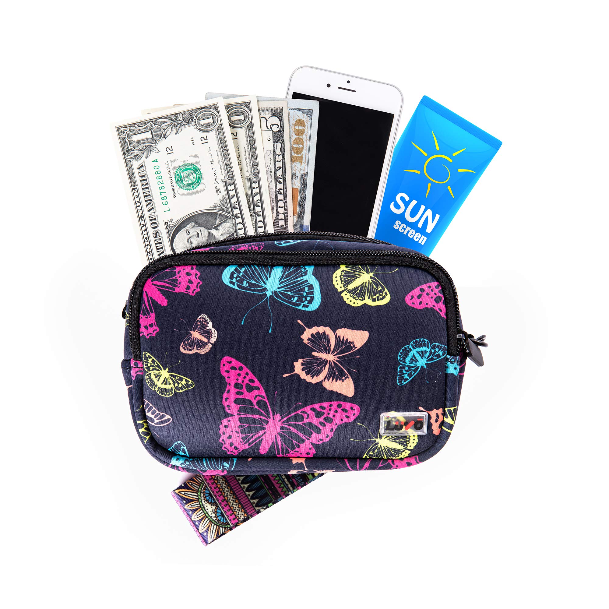 Luvo Neoprene Wristlet Clutch Bag - Slim Phone Holder Pouch for iPhone & Android - Perfect for Gym, Running, Travel & Everyday Use