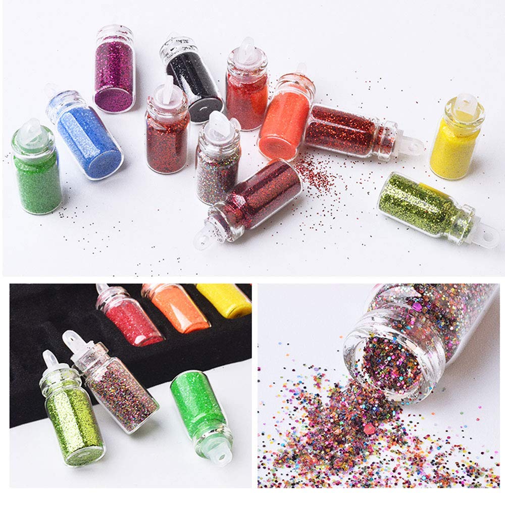 FAMEZA 48 Bottles Nail Art Sequins Glitter Powder Set - Shimmering Manicure Decorations for DIY Nail Designs - Perfect for Professional Salons, Home Manicures & Party Nail Art