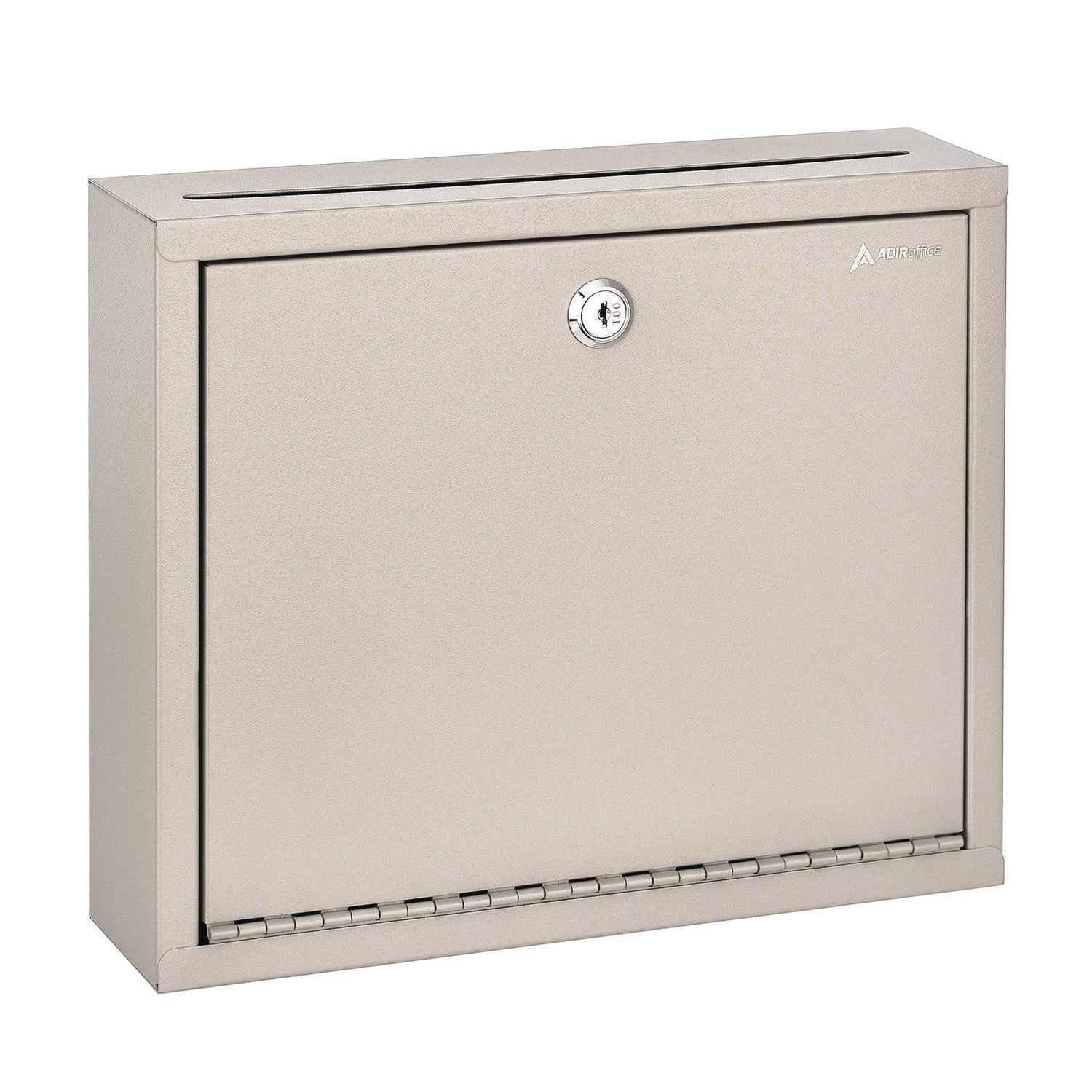 AdirOffice Large Secure Drop Box - Heavy Duty Steel Locking Mailbox for Office, Home & Business - 12 x 3 x 10 Inches Beige - Perfect for Mail Collection, Package Delivery & Document Storage