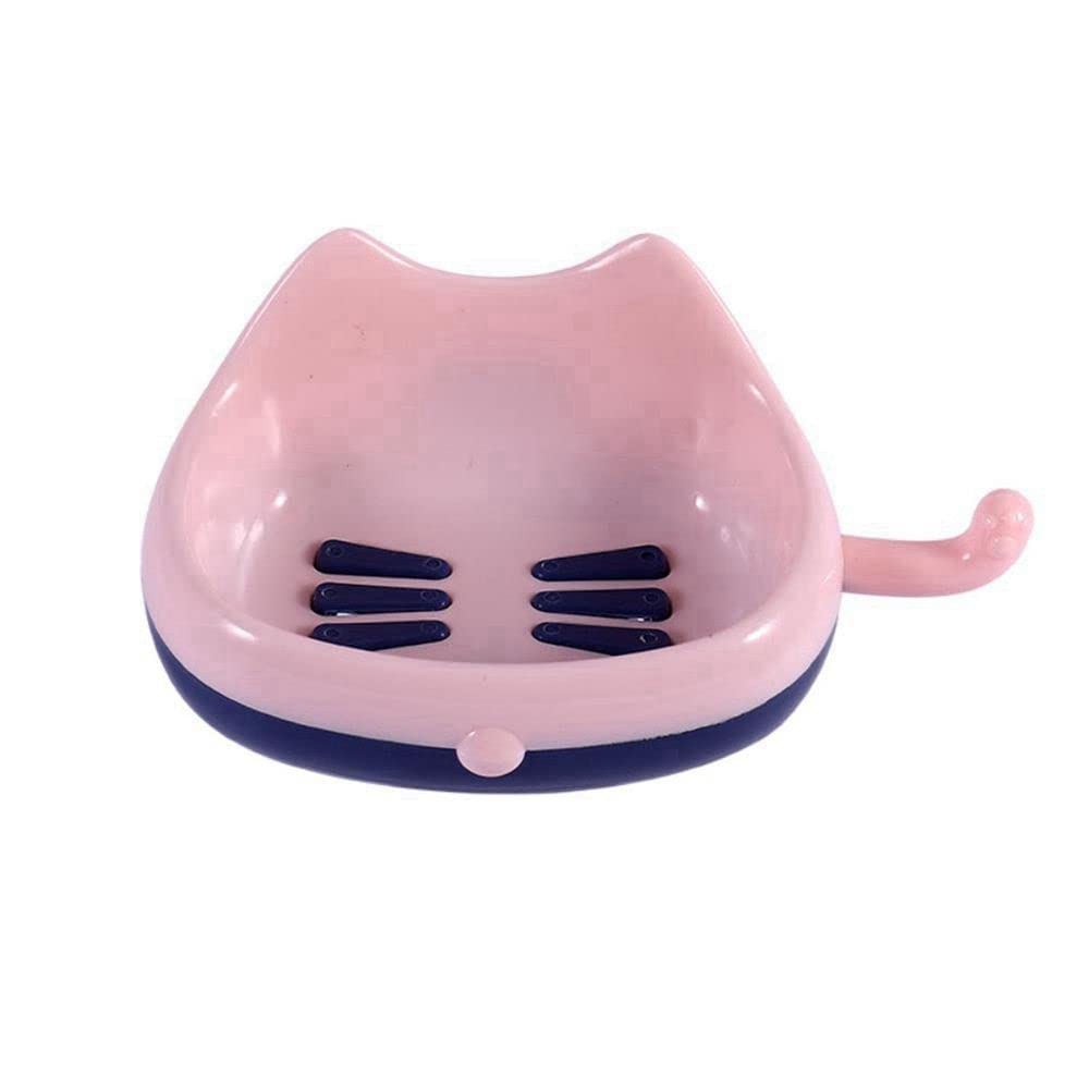 BYBYCD Soap Holder - Cartoon Punch-Free Soap Dish with Drain Tray, Bathroom & Shower Accessories for Soap Storage - Pink (Ideal for Bathroom, Kitchen, RV & Travel Use)