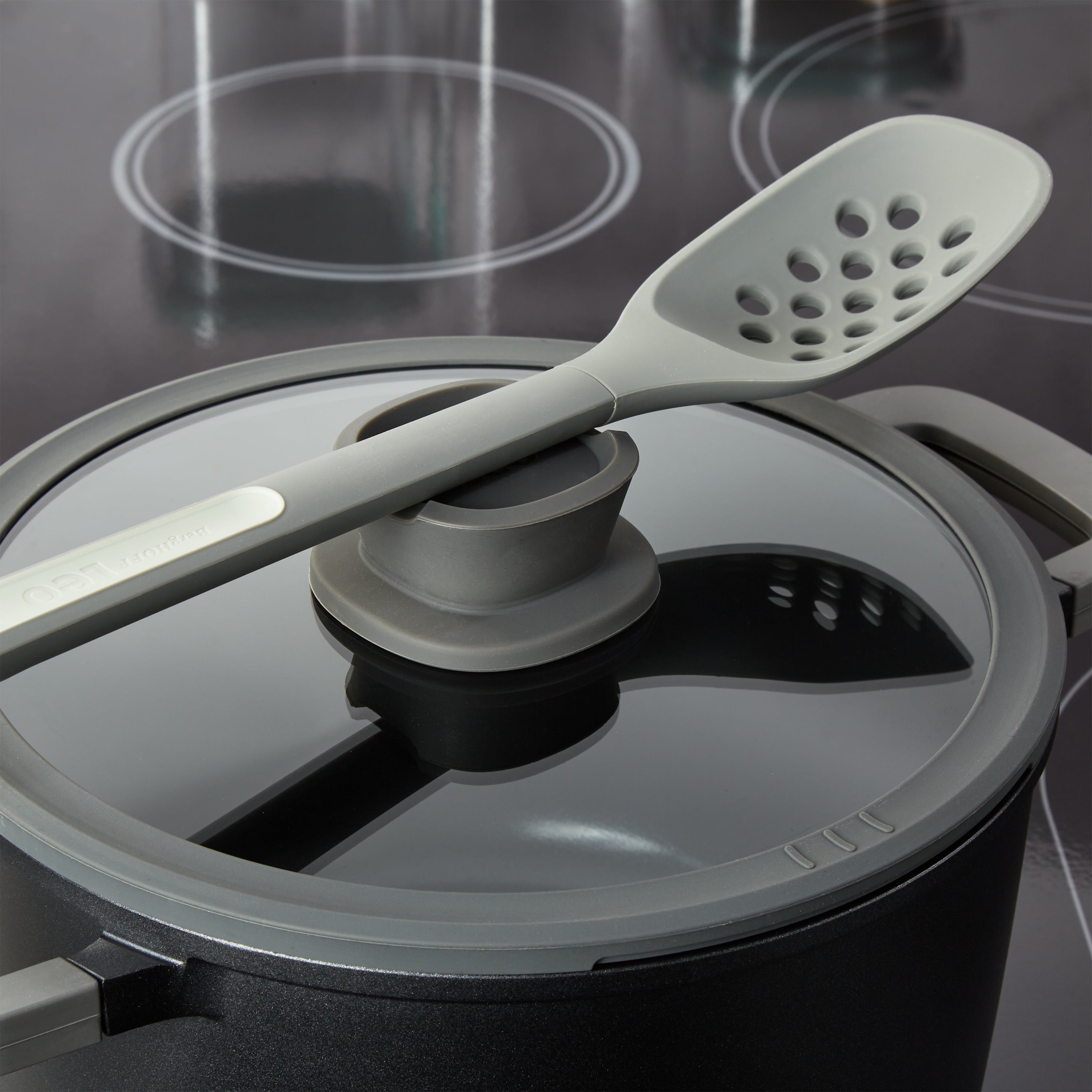 BergHOFF Leo Stone+ Nonstick Ceramic 8-Inch Stockpot 3-Quart with Lid, Recycled Aluminum Cookware - Perfect for Soups, Stews & Pasta Cooking