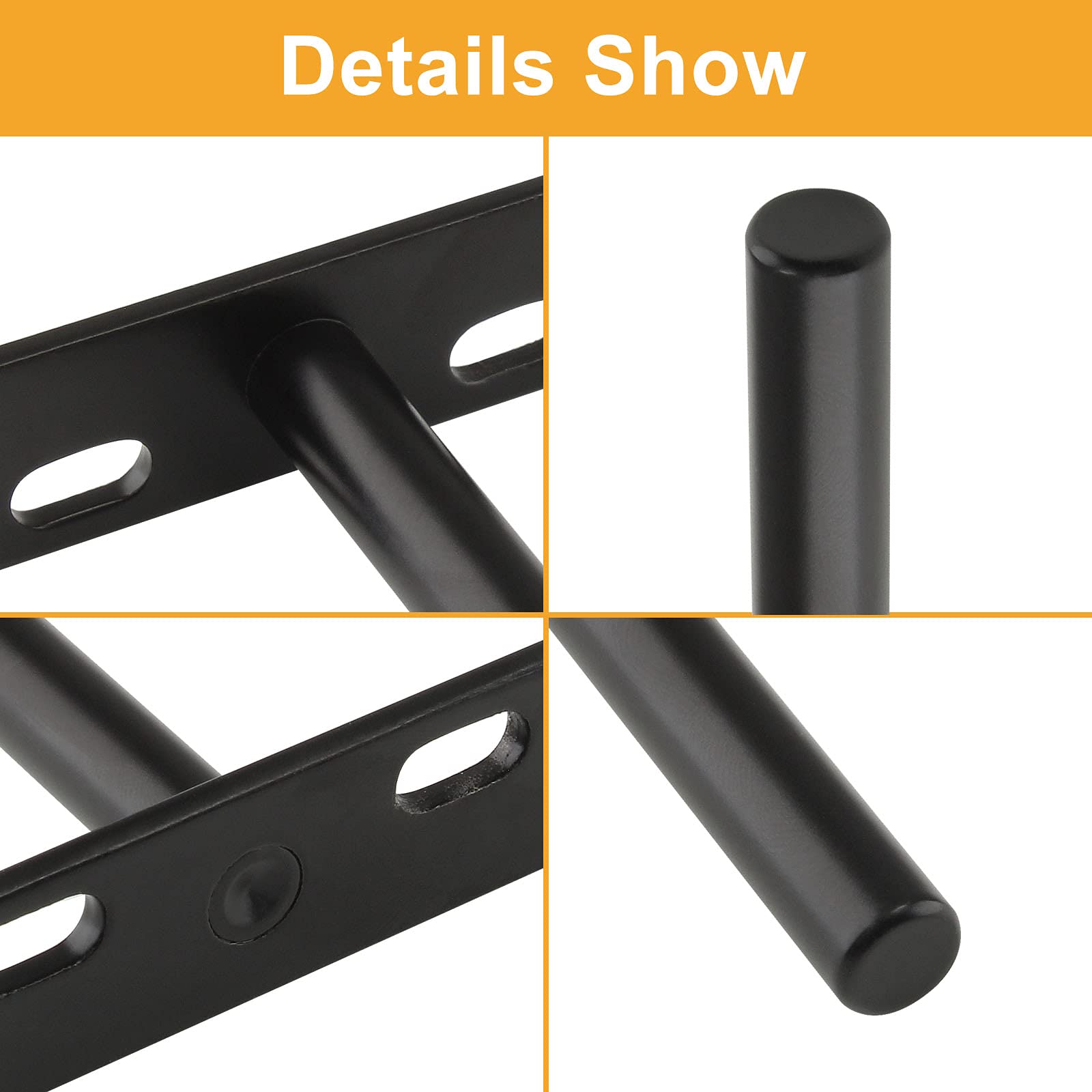 4 Pcs 4 Inch Heavy Duty Floating Shelf Brackets - Hidden Wall Supports for Wood Shelves, Black - Perfect for Home Office, Kitchen, Bathroom & Living Room Storage