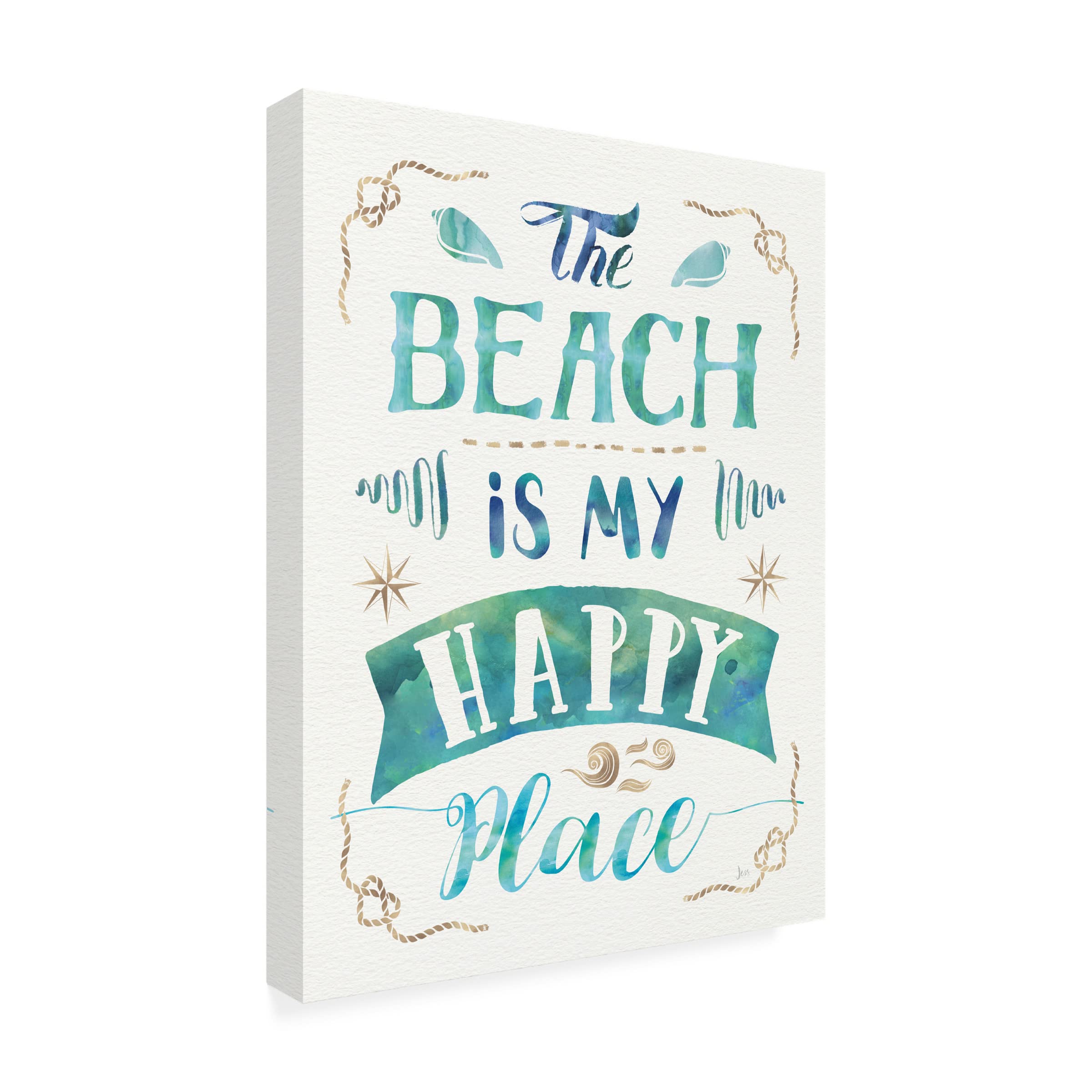 Trademark Fine Art 'Love and the Beach II' Canvas Wall Art Print by Jess Aiken - Romantic Beach Painting for Living Room, Bedroom & Office Decor