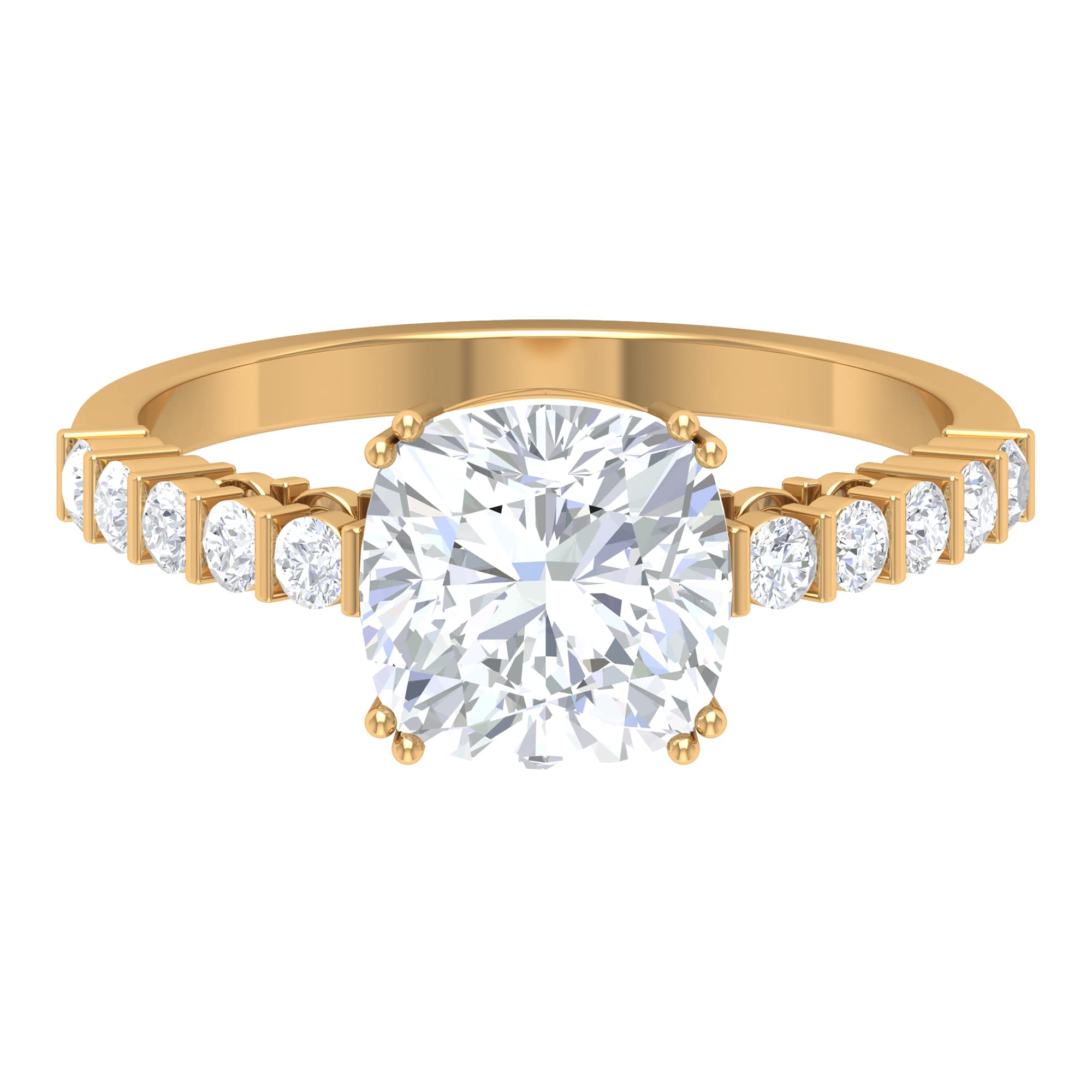 3.75 CT Moissanite Solitaire Ring for Women - 8MM Cushion Cut Moissanite Engagement Ring in 14K Solid Gold - Perfect for Weddings, Anniversaries & Special Occasions