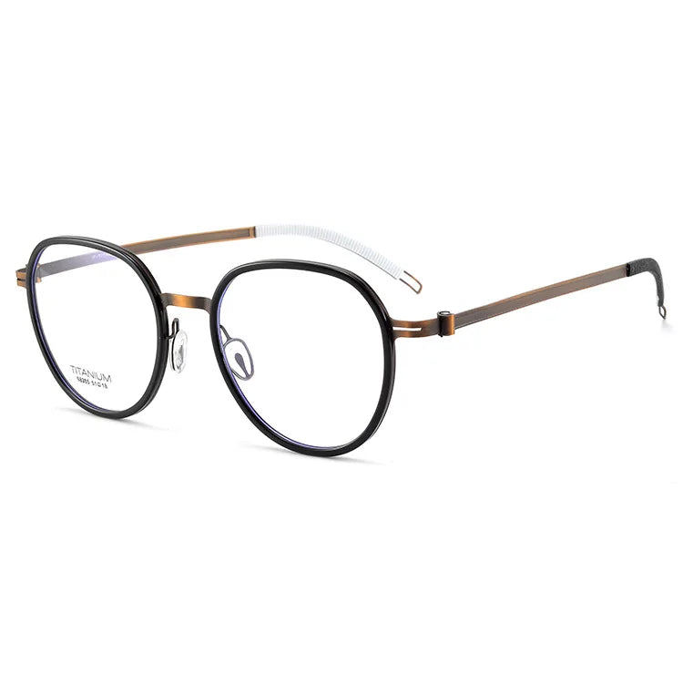 CCspace Unisex Full Rim Round Titanium Eyeglasses 57284 - Lightweight Durable Frame for Men & Women - Perfect for Reading, Work & Fashion Accessories