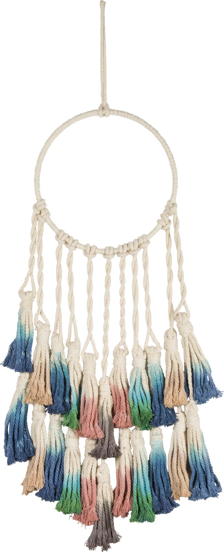 Handmade Macramé Bohemian Dream Catcher Mobile with Ombré Dip-Dyed Tassels – Boho Chic Room Décor, Wedding & Nursery Decor – 11.8