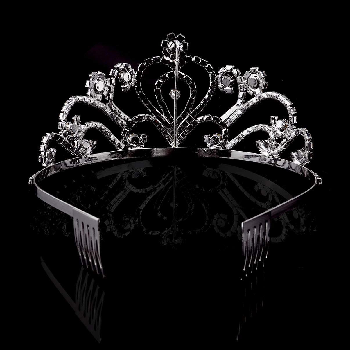 Silver Crystal Tiara Crown Headband for Women & Girls - Elegant Bridal Wedding Prom Birthday Party Hair Accessories | Perfect for Princess-Themed Events, Pageants, and Special Occasions