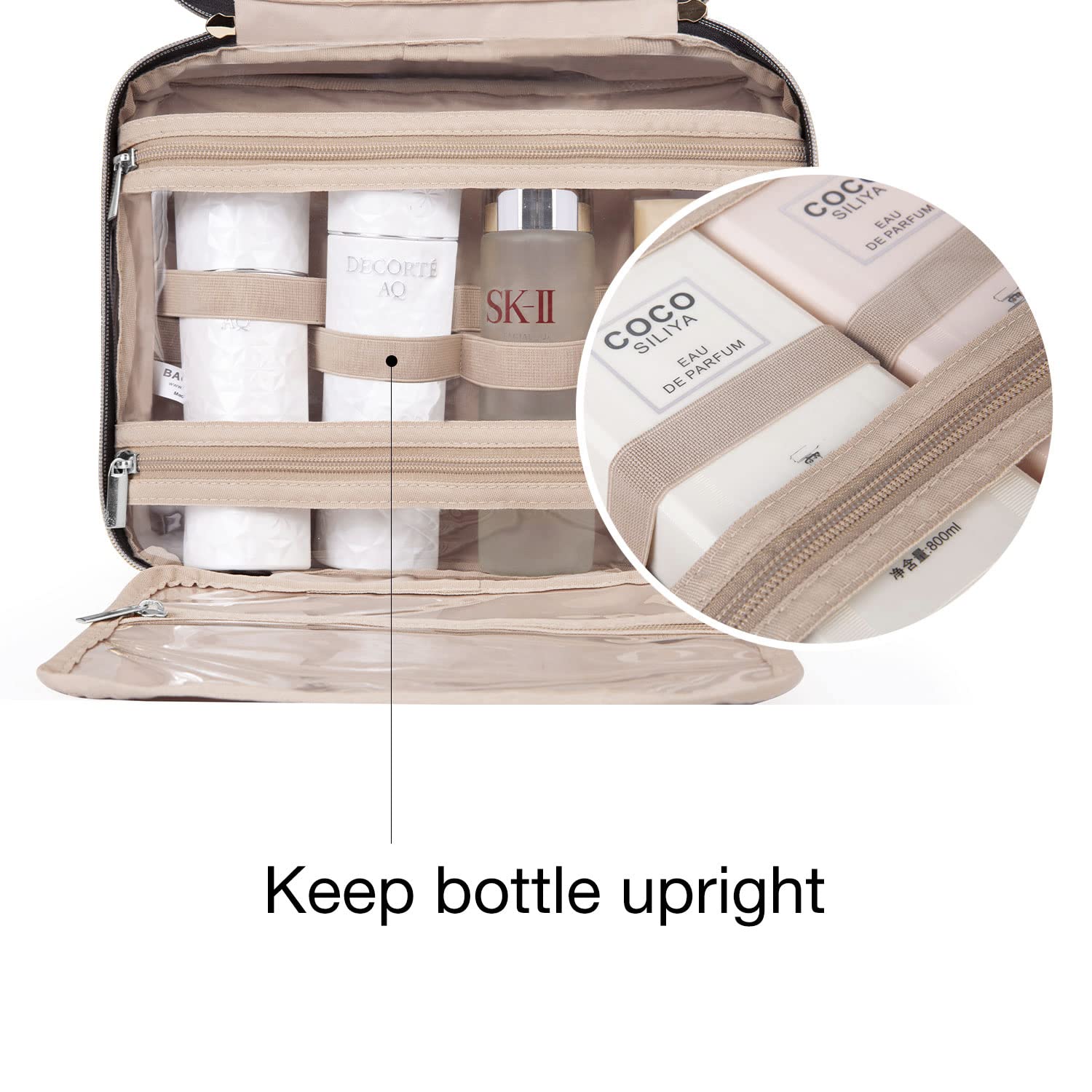 BAGSMART Waterproof Hanging Toiletry Bag - Travel Organizer for Cosmetics & Toiletries | Perfect for Travel & Gym Use