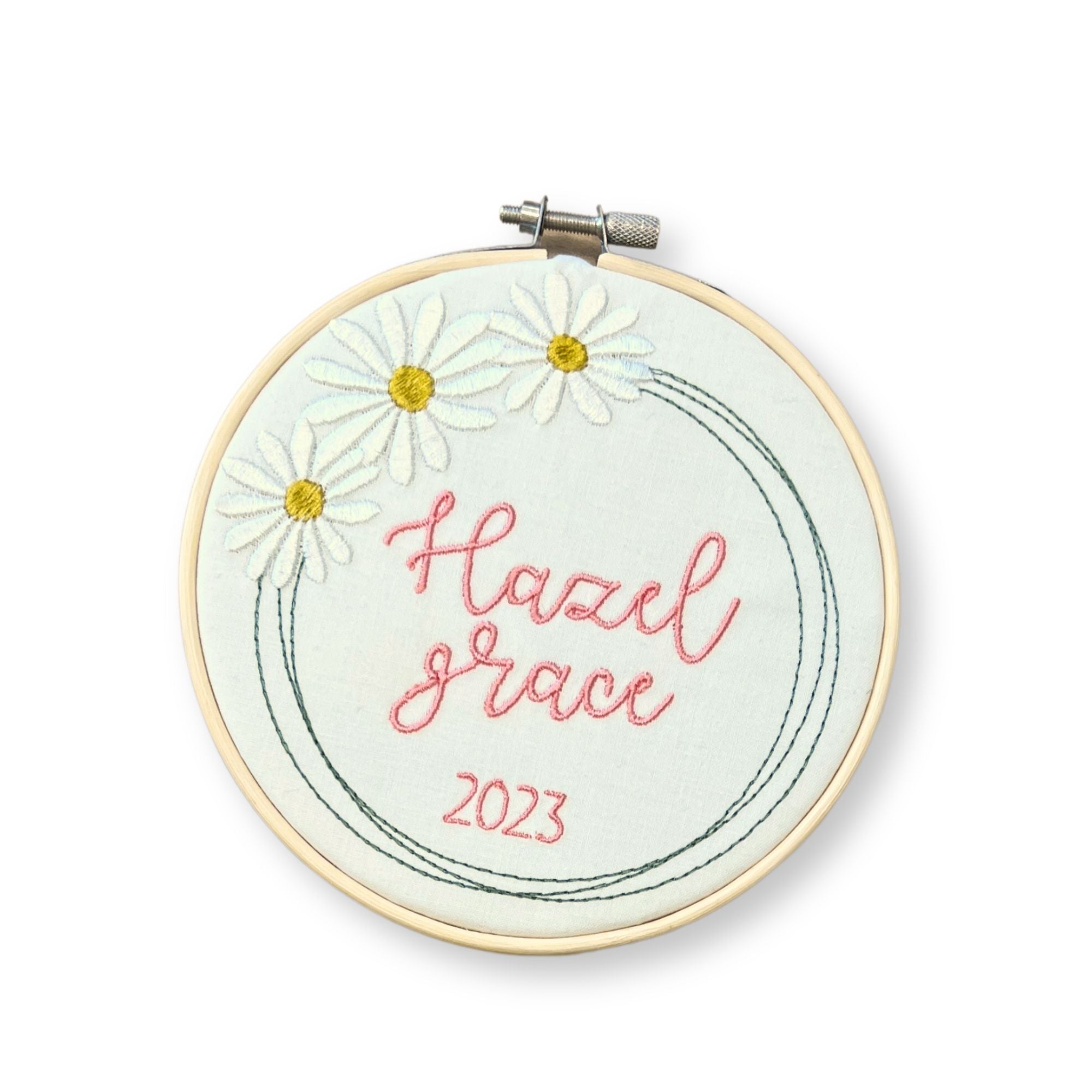 Personalized Baby Name & Birth Announcement Hoop - Custom Embroidery Keepsake for Newborns, Nursery Decor & Baby Shower Gifts