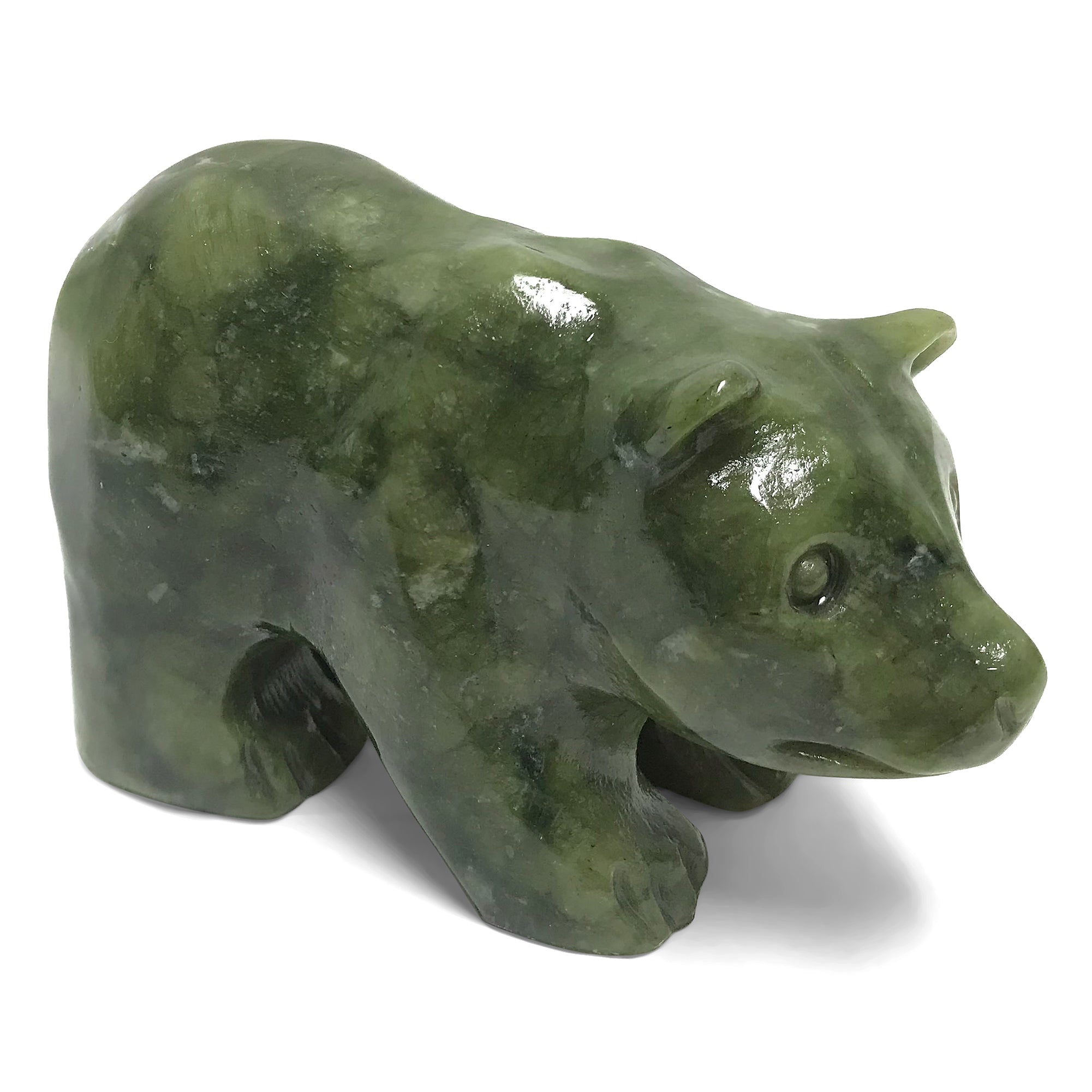 Hand Carved Bear Nephrite Jade Gemstone Animal Figurine - Natural Jade Sculpture for Home Decor, Office Display & Feng Shui Collection