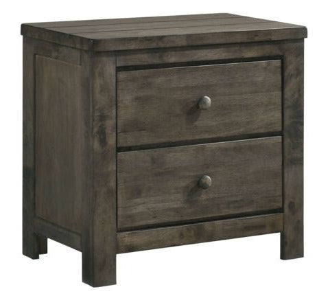 Modern Grey Nightstand for Bedroom - Compact Cabin Side Table with Storage Shelf - Perfect for Small Spaces, Apartments & Dorm Rooms