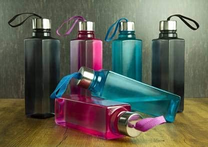 JEEL Square Shape Water Bottle Set - 1000ml BPA-Free, Leak-Proof Bottles for Fridge, Office & Gym - 3 Pack Multicolor - Perfect for Hydration at Work, Home & Fitness