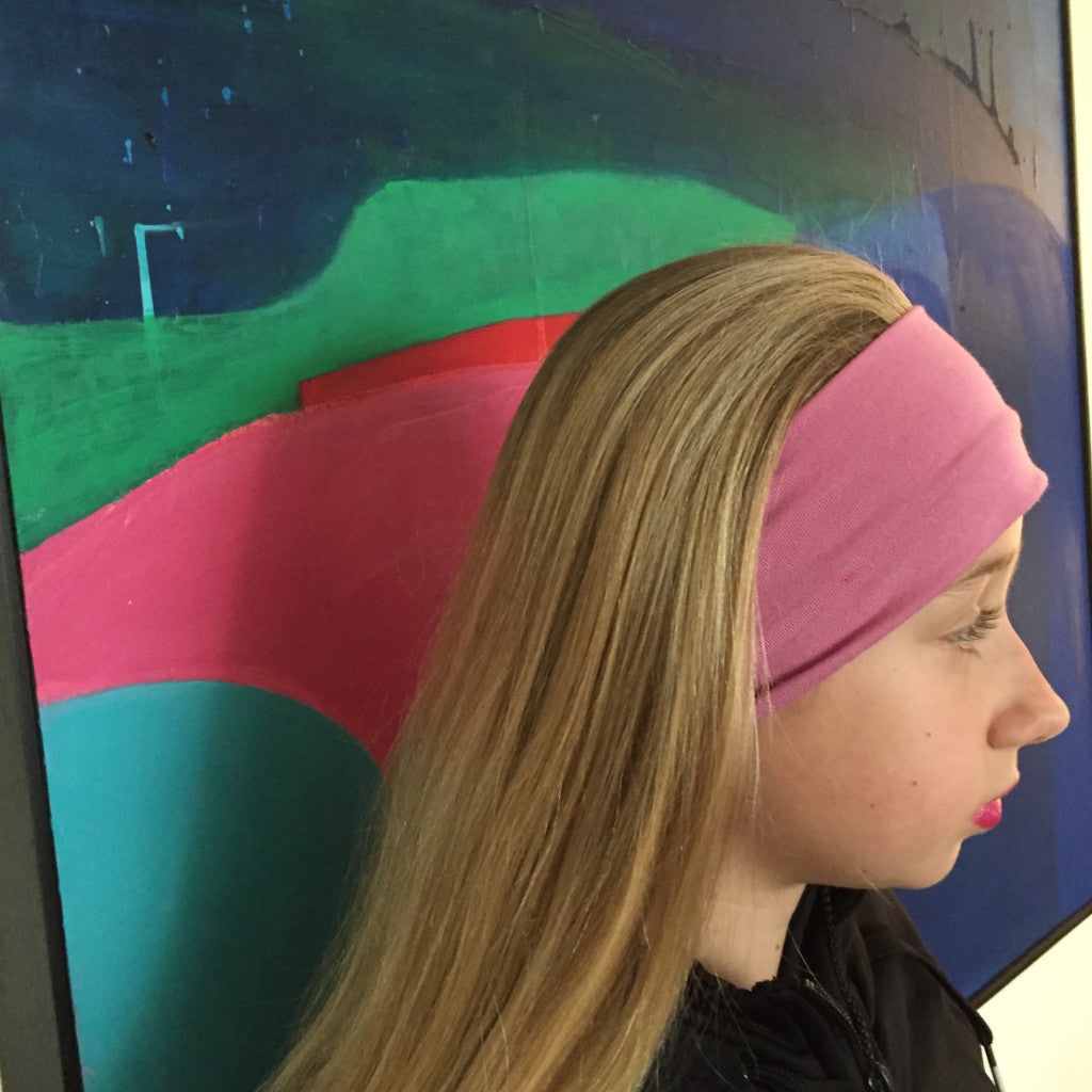Pink Cotton Yoga Headband for Women - Soft & Stretchy Workout Headband - Non-Slip Sweatband for Yoga, Running, Gym & Fitness Activities