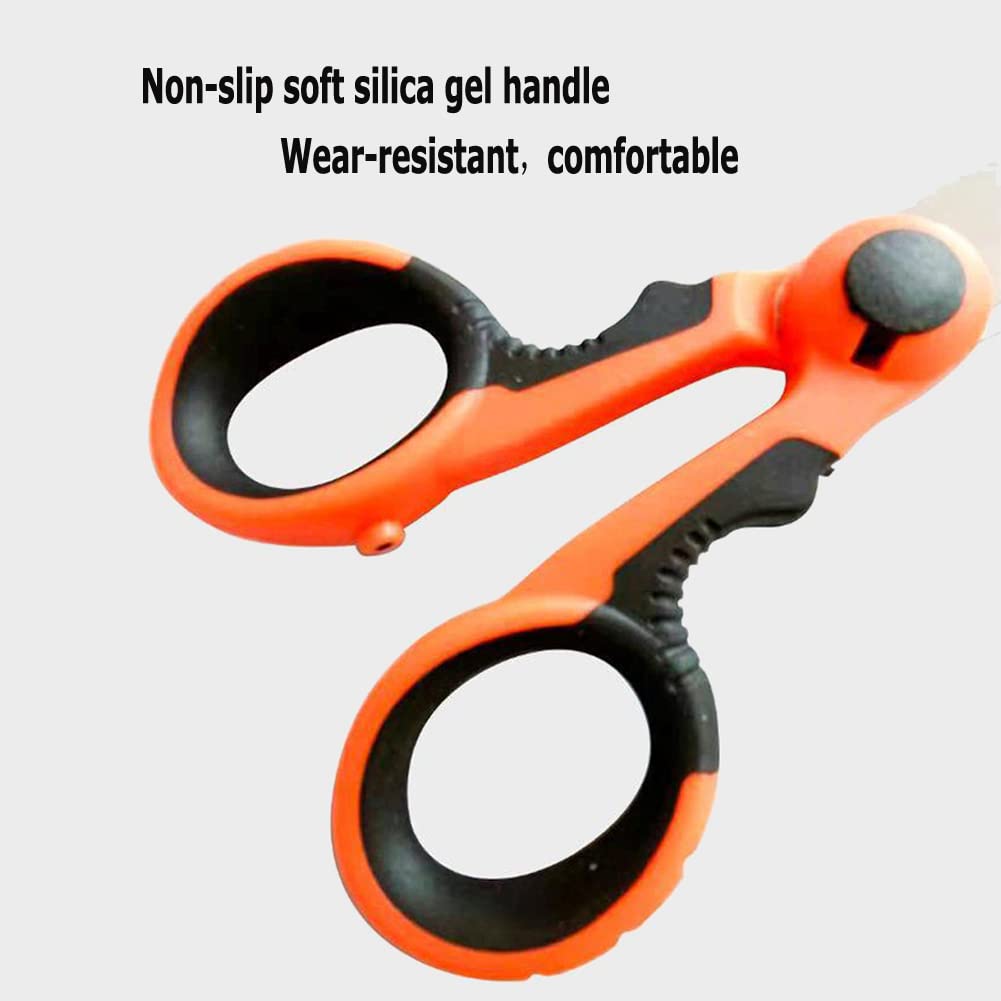 Braided Line Fishing Scissors - Multi-Function Serrated Edge Line Cutter with Anti-Slip Grip for Saltwater & Freshwater Fishing - Perfect for Cutting Braid, Mono, and Fluorocarbon Lines