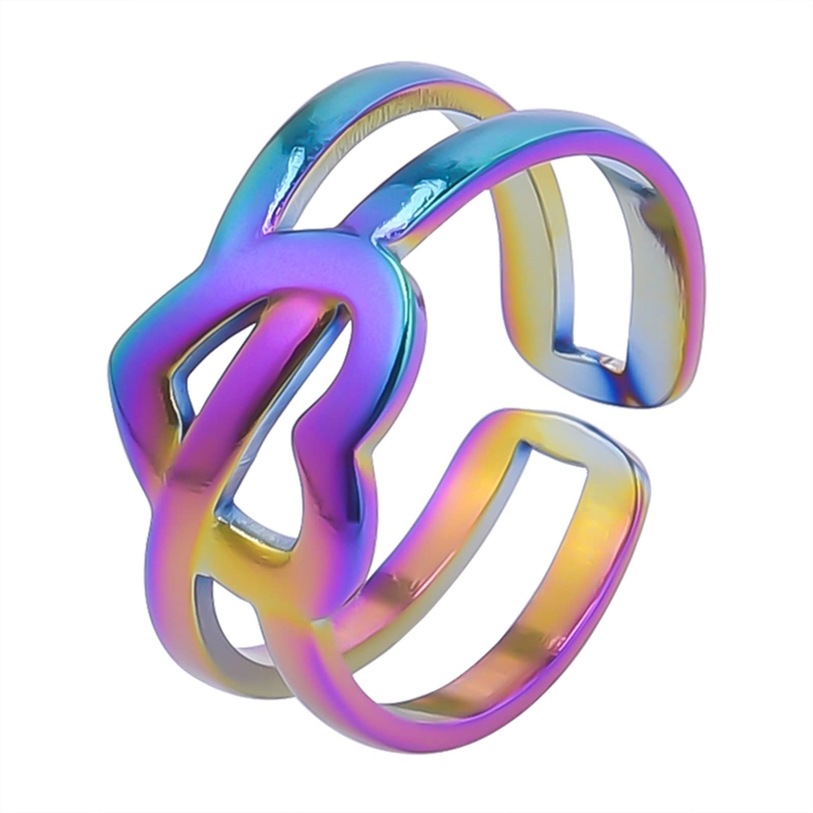 Titanium Steel Nesting Rings for Women & Men - Adjustable Retro Rings for Gifts