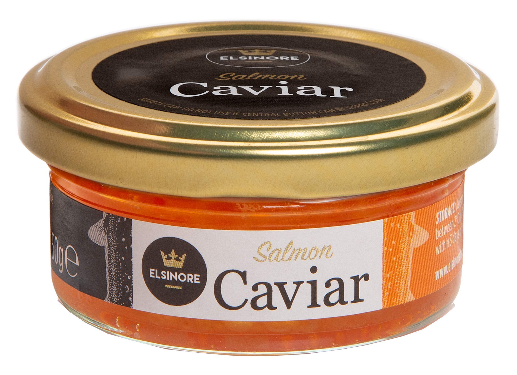 Premium ELSINORE Fresh Salmon Caviar 50g (Pack of 6 Jars) - Gourmet Seafood Delicacy for Special Occasions & Luxury Dining