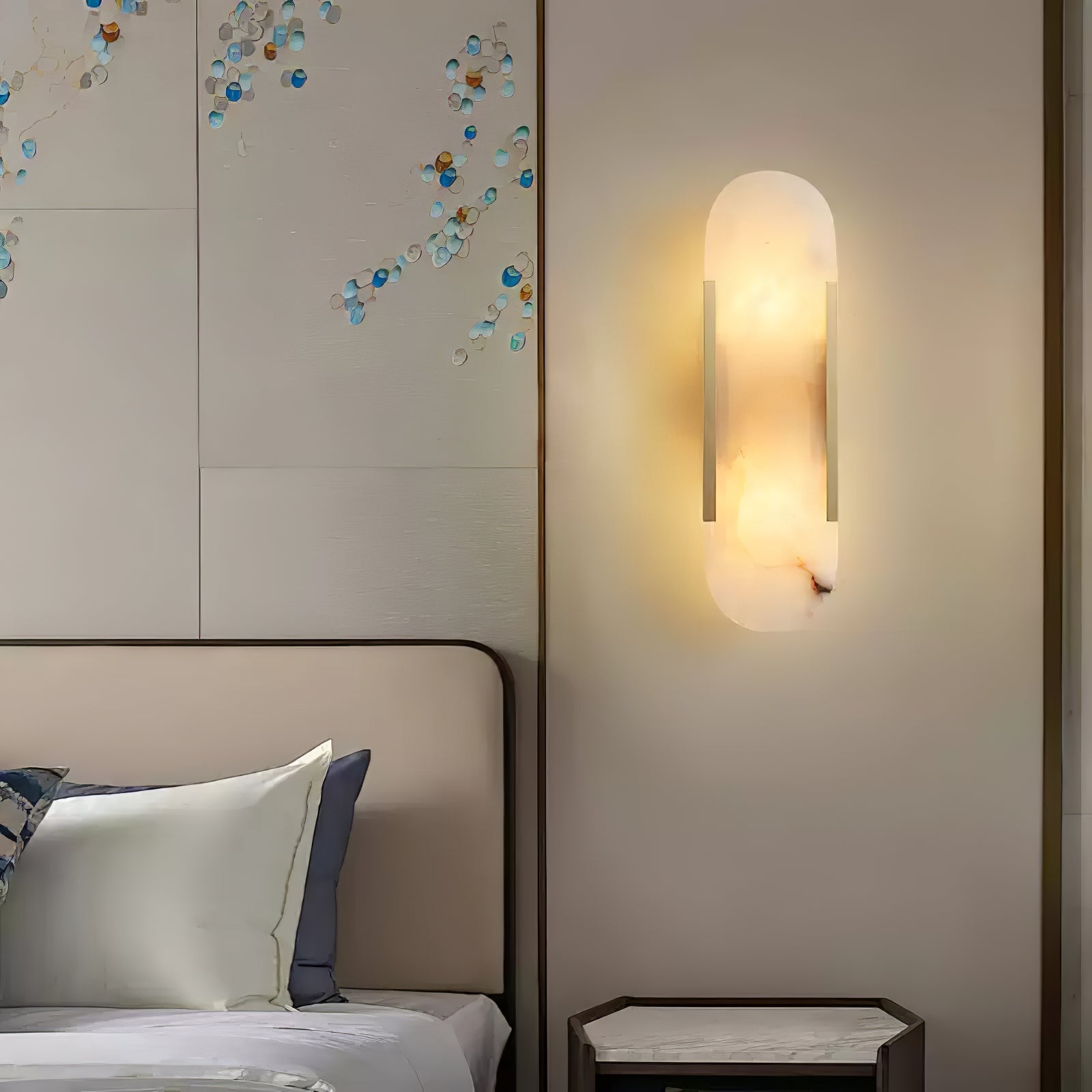 Melange Elongated Plug-in Wall Sconce Light - Modern Plug in Wall Lamp for Bedroom, Living Room & Hallway Lighting