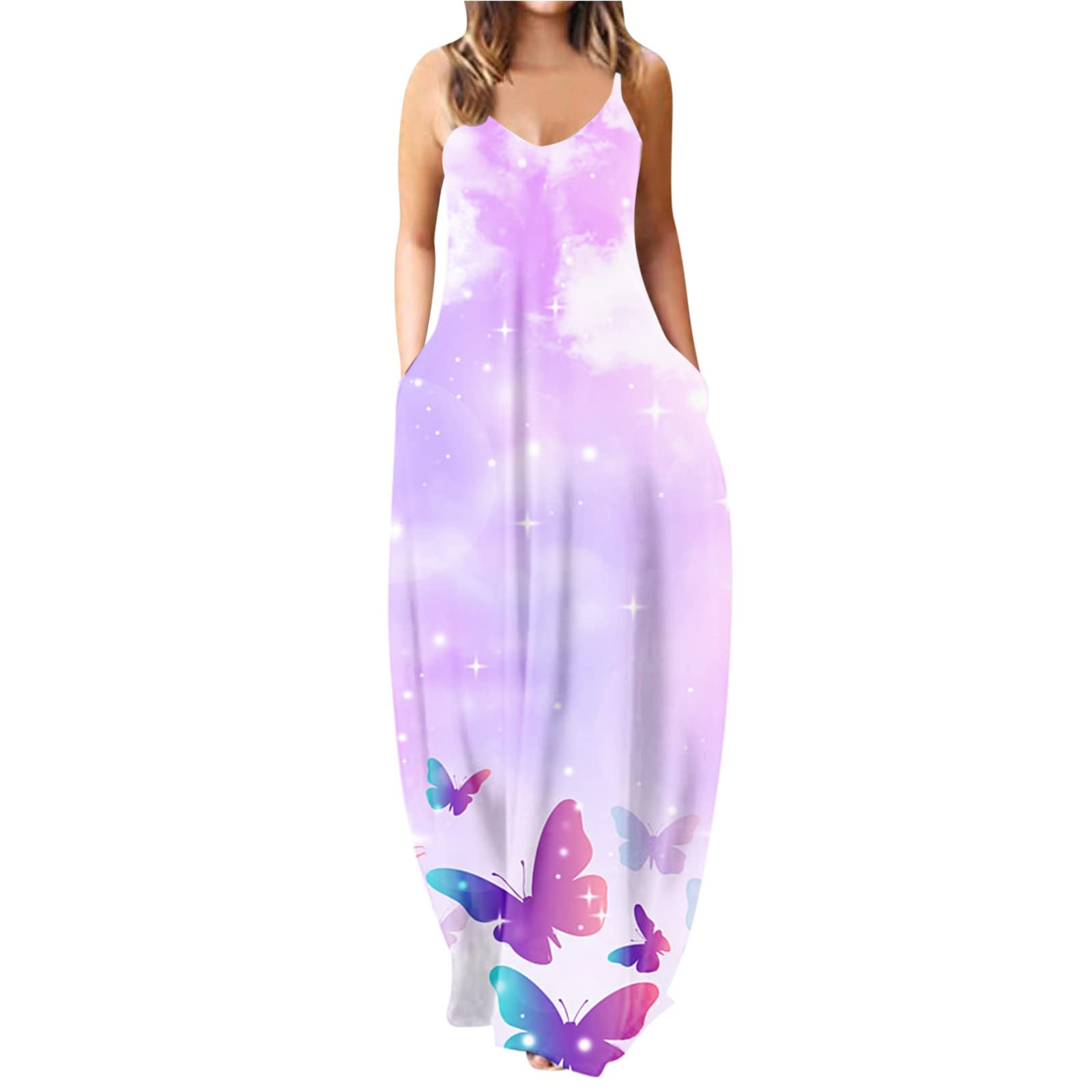 Women's Summer Beach Dress - Cold Shoulder Tunic Top Loose Swing Dress Casual Flowy T-Shirt Style (Purple, XXL) | Perfect for Vacation, Pool Parties & Summer Outings