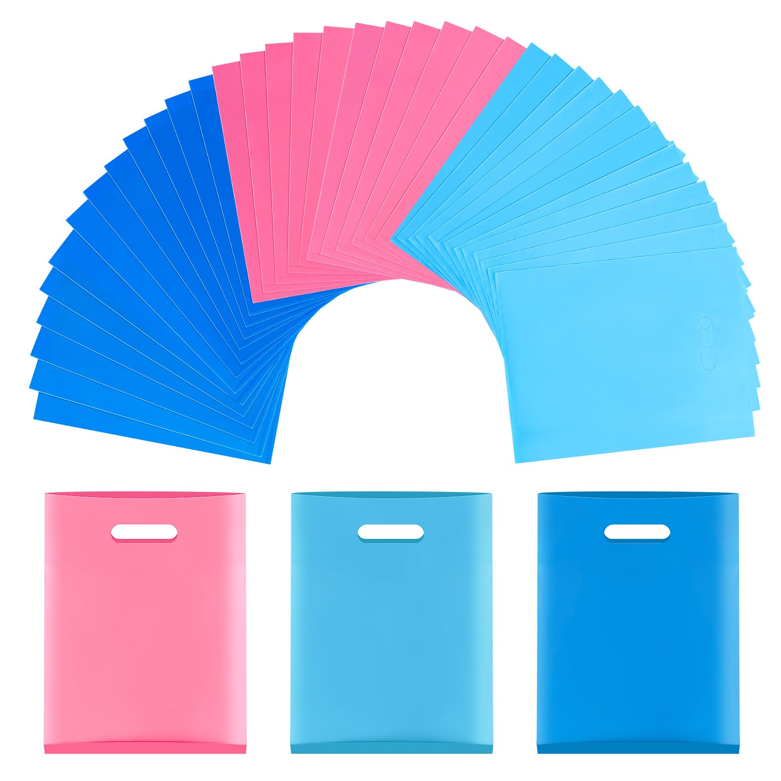 Umikk 12x15 Inch Plastic Shopping Bags Bulk 180 Pcs - Small Business Retail Bags with Handles, Glossy Gift & Boutique Bags for Parties, Favors, Stores (Pink & Blue) - Perfect for Retail Packaging, Wedding Favors & Boutique Shopping