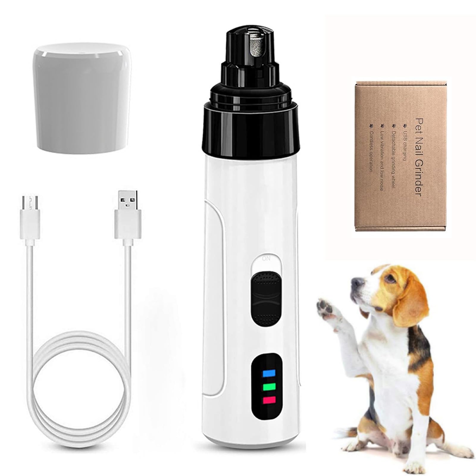 Silent Grind Pro Dog Nail Grinder - Rechargeable Electric Pet Nail Trimmer with Super Quiet Technology for Safe & Easy Grooming - Perfect for Small to Medium Dogs at Home or Professional Use