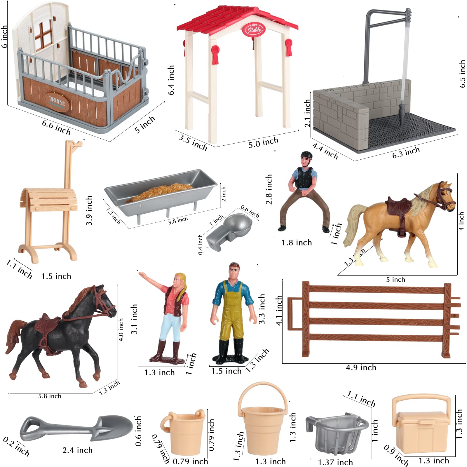 **31-Piece Horse Stable Playset with Wash Area, Fence & Mustang Stallion – Realistic Horse Barn Toy Set for Kids, Boys & Girls – Perfect for Imaginative Play, Farm Adventures & Gift Giving**