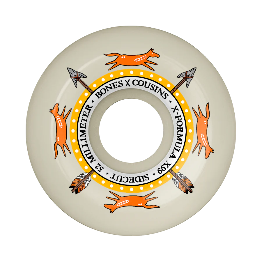 Bones X Formula Cousins x Skateboarding V5 Wheels 52mm 99A - High Performance Skateboard Wheels for Street and Park Skating