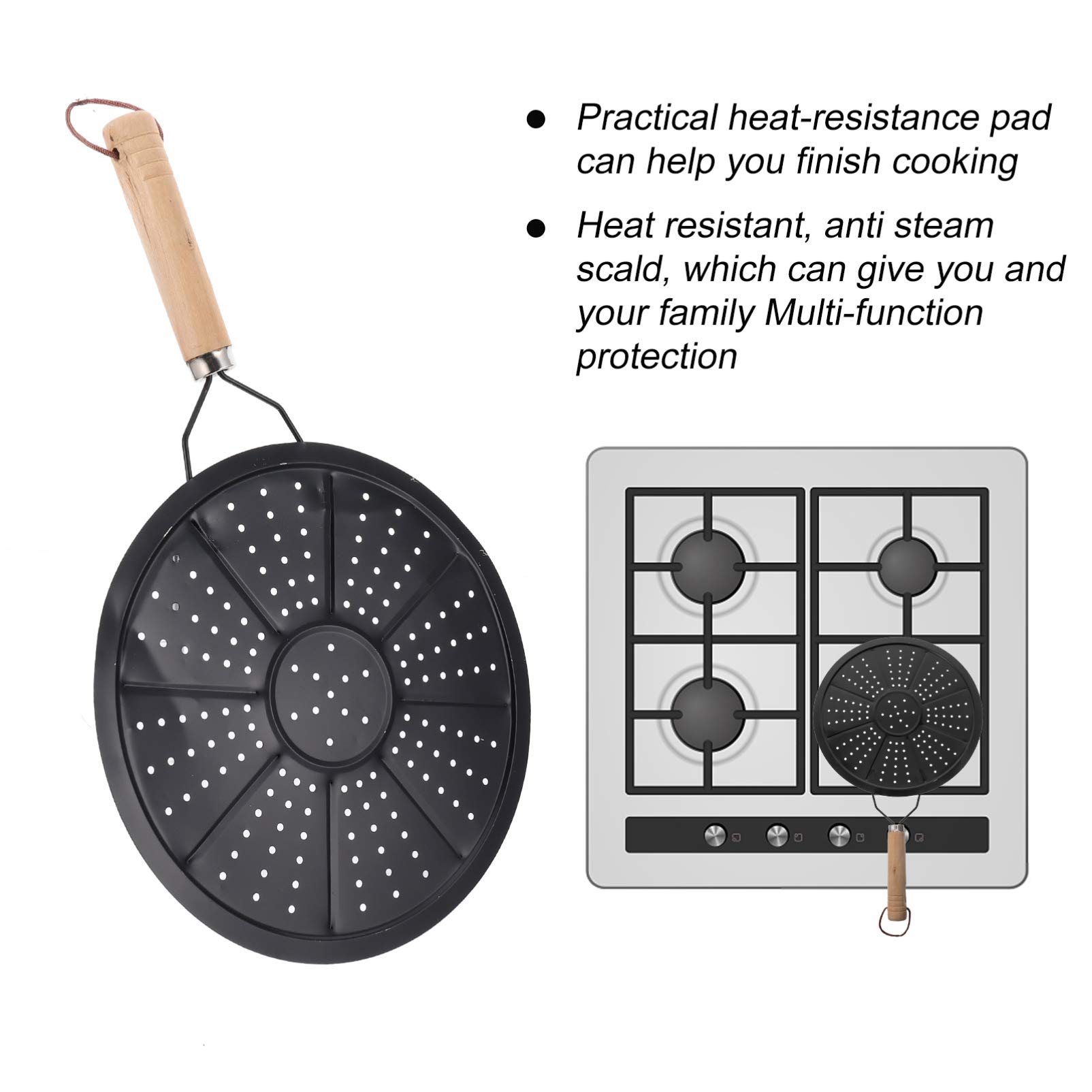 2-Pack Iron Heat Diffuser Plate for Induction Cooktops - Induction Hob Adapter with Wooden Handle - Stovetop Cookware Accessory for Even Heating & Simmering - Perfect for Home Kitchen, Camping & RV Cooking