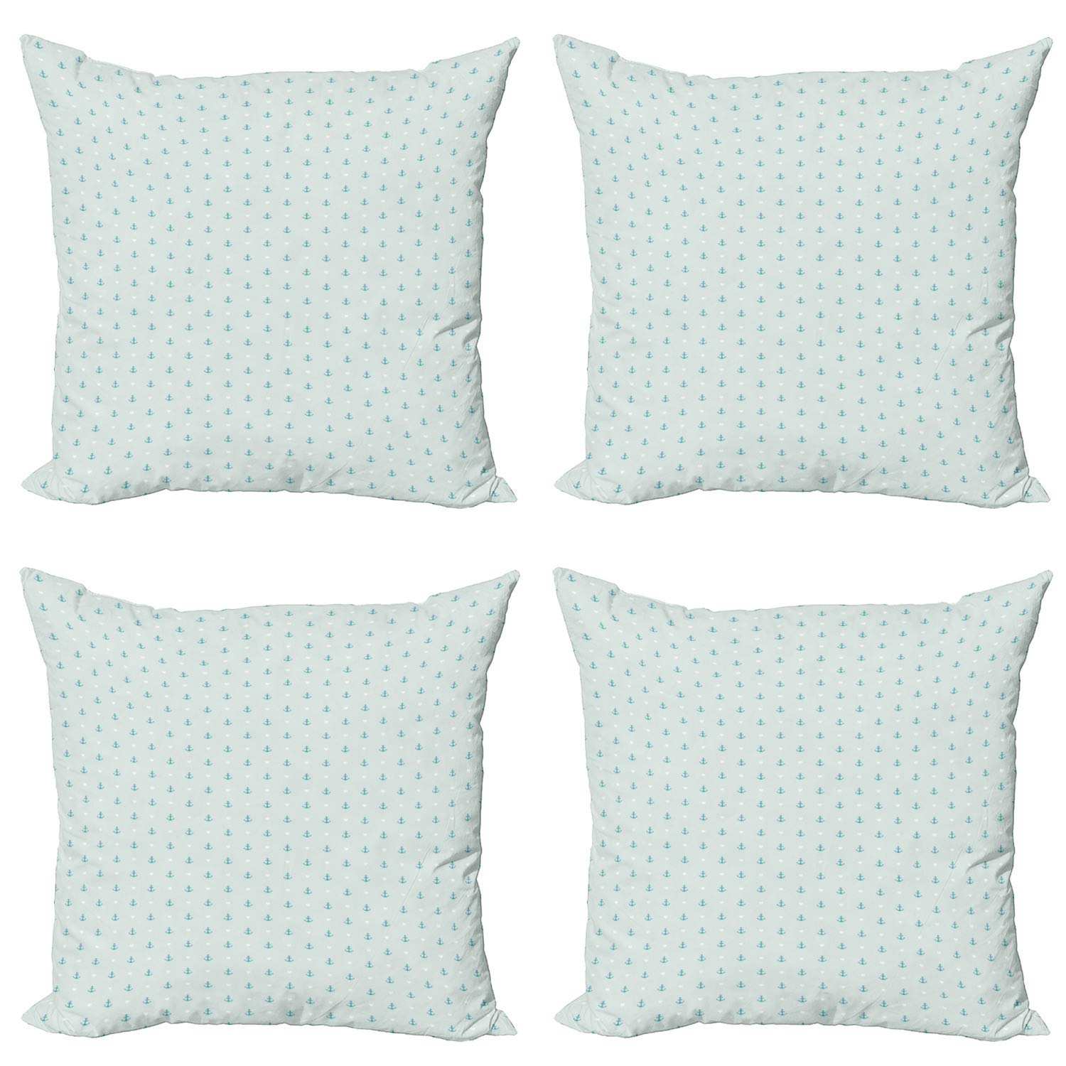 Ambesonne 4-Pack Anchor Decorative Throw Pillow Covers - Small Anchors & Hearts Ocean Theme for Couch, Living Room, Car (24 Inch) | Perfect for Beach House Decor, Nautical Bedroom & Coastal Home Styling
