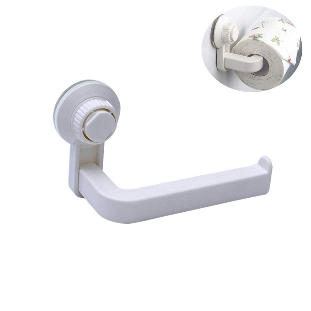 TOPBATHY 1-Pack Wall Mounted Suction Cup Toilet Paper Holder - Space-Saving Bathroom & Kitchen Paper Roll Organizer - White (Ideal for Small Spaces, RVs & Apartments)