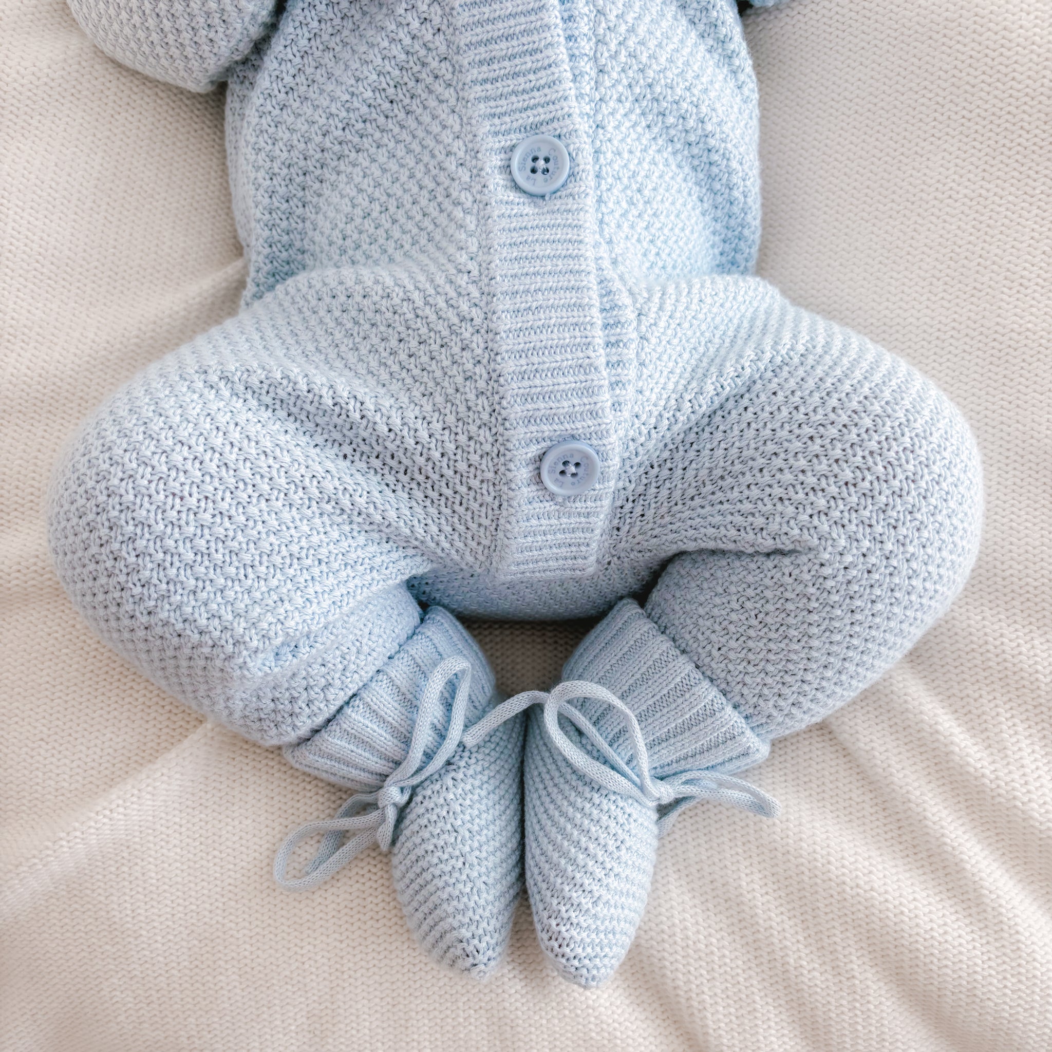 Adorable Bear Knitted Romper for Baby - Soft Sky Blue Outfit | Perfect for Newborn Photoshoots, Family Gatherings & Cozy Winter Wear