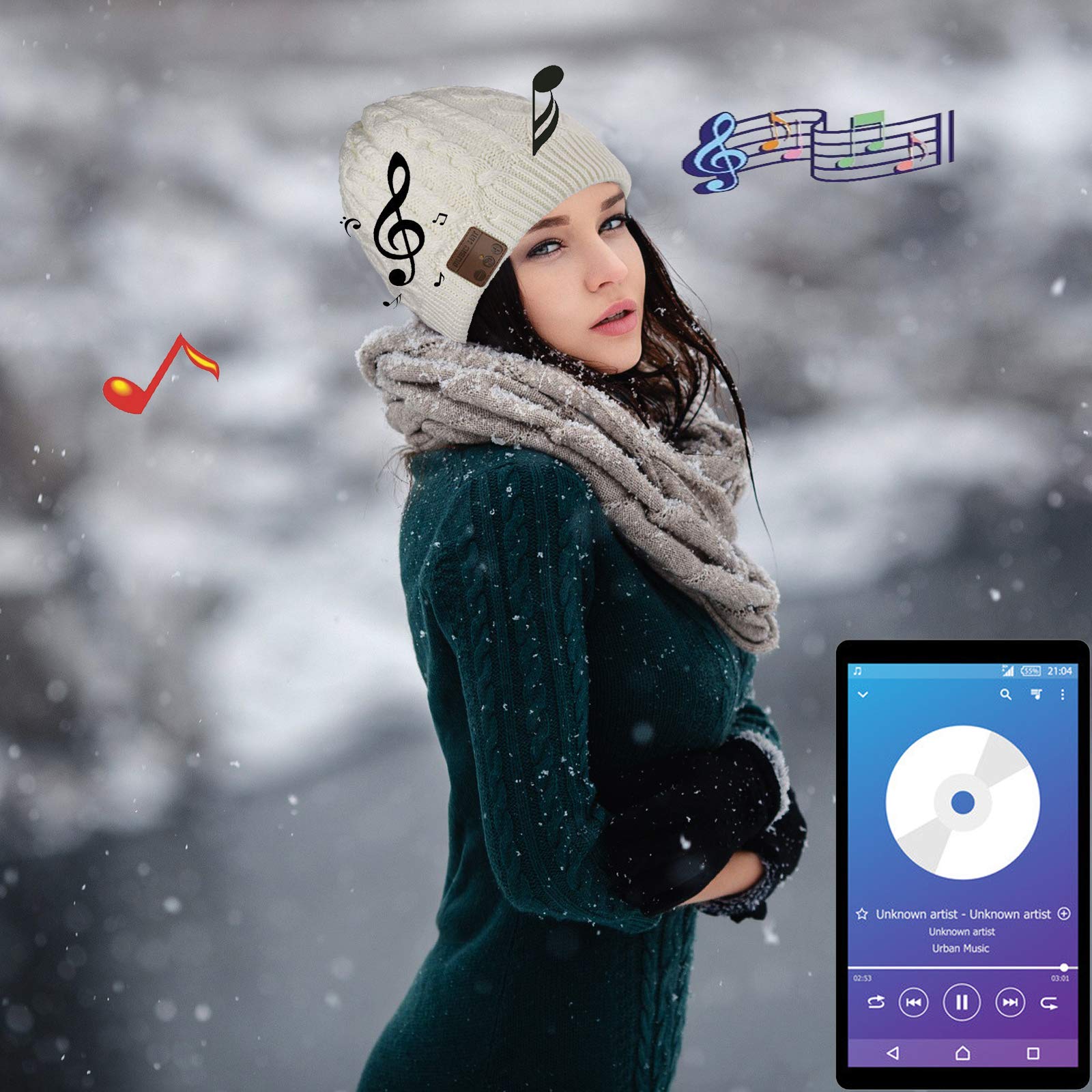 Wireless Beanie Hat with Built-in Headphones & Mic - Bluetooth Music Beanie for Men & Women - Winter Cap with Over-Ear Speakers for Outdoor Sports & Activities