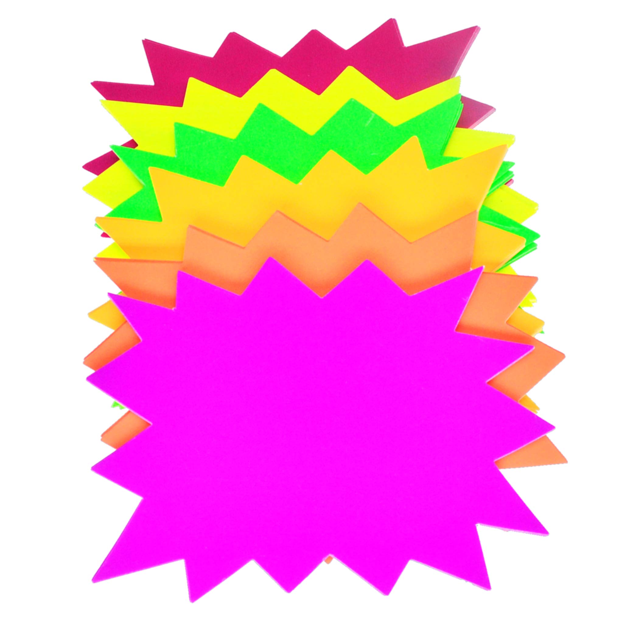 Neon Star Cutouts - 60pcs Fluorescent Signs for Yard Sales & Retail Decor