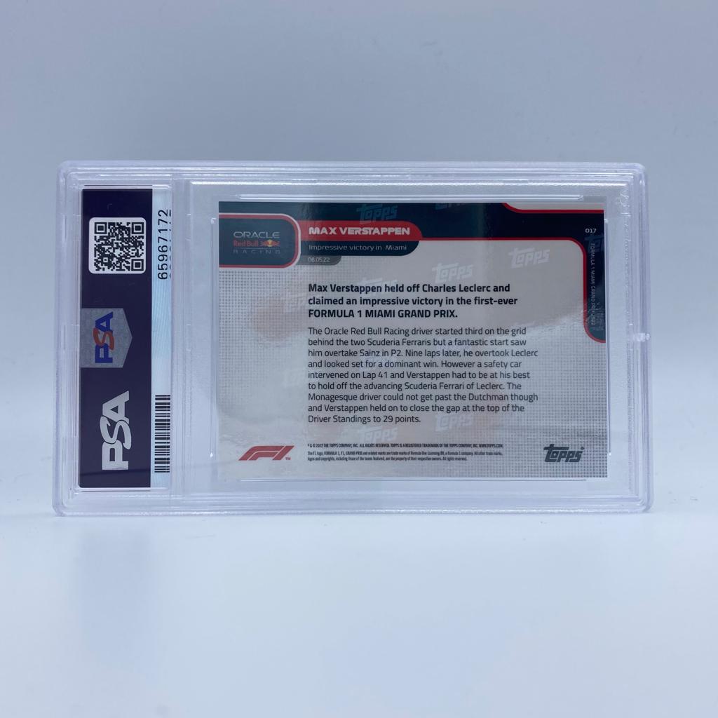 PSA 9 Graded 2003/10 Max Verstappen #17 Rookie Card - Miami Grand Prix Victory - Blue Parallel - Collectible Racing Memorabilia for F1 Fans & Sports Card Investors (Perfect for Display Cases & Man Caves)