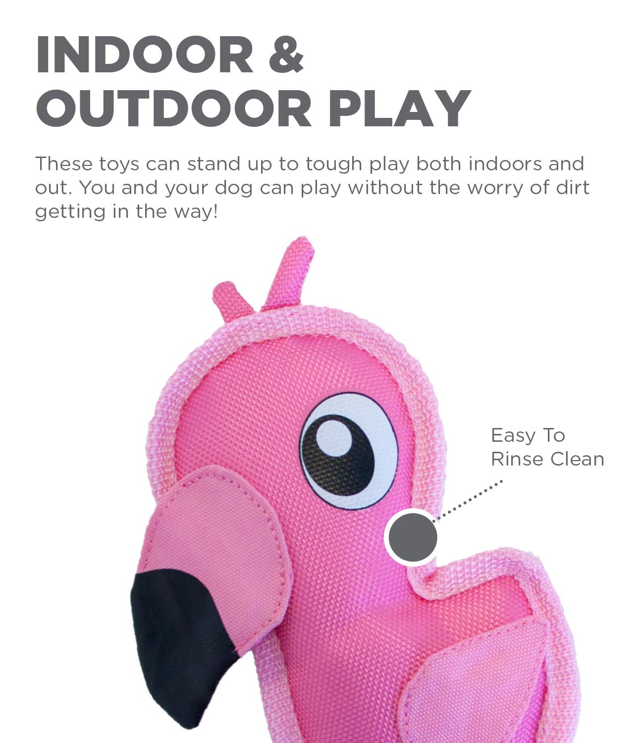 Outward Hound Fire Biterz Flamingo Plush Dog Toy - Interactive Chew Toy with Firehouse Material, Small - Perfect for Playtime & Training for Small Dogs