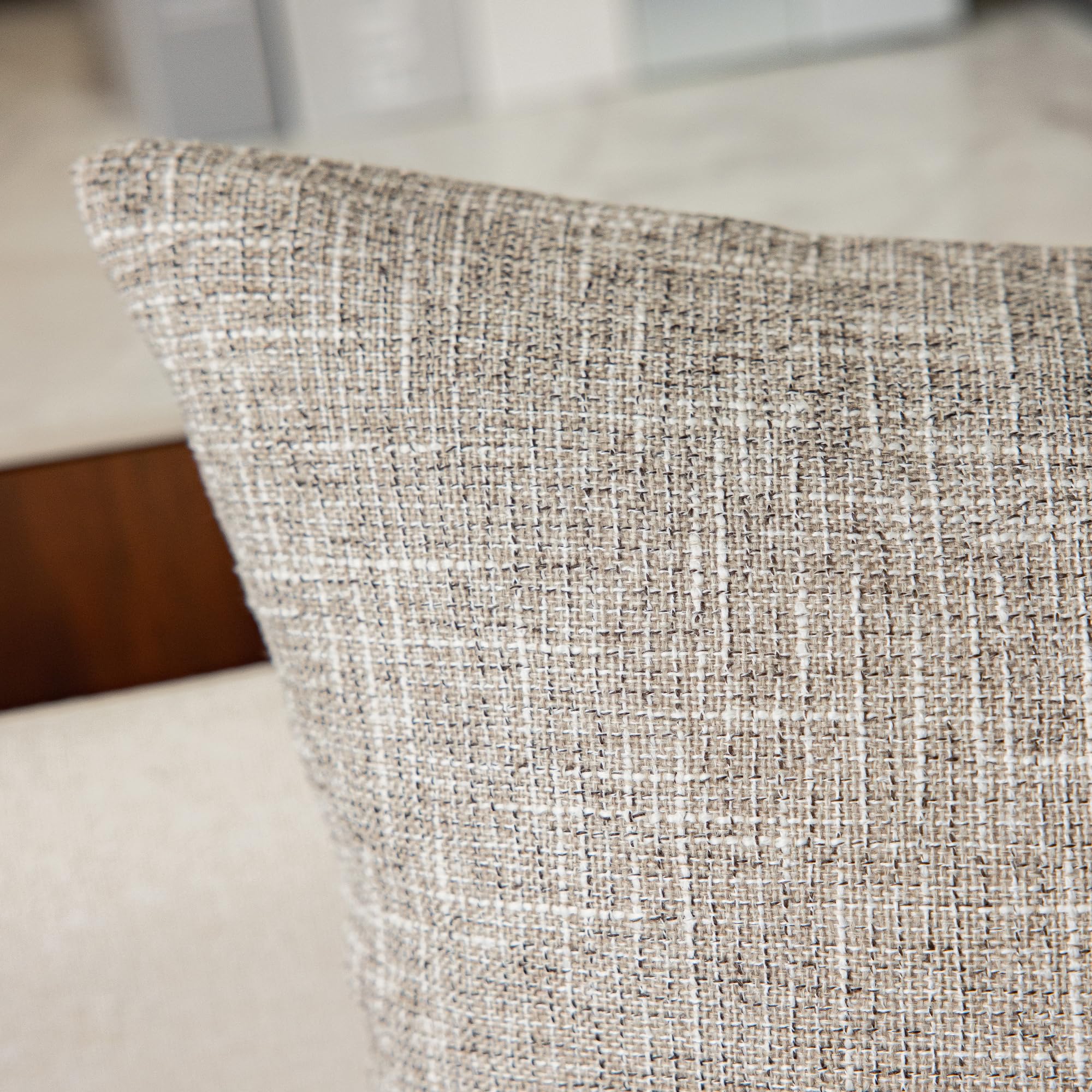 Kevin Textile 2 Pack Decorative Linen Throw Pillow Covers - Boho Style 26x26 Inch (66cm) Sesame Grey - Soft Couch Pillow Covers for Living Room, Bedroom, Outdoor Patio & Chair Decor