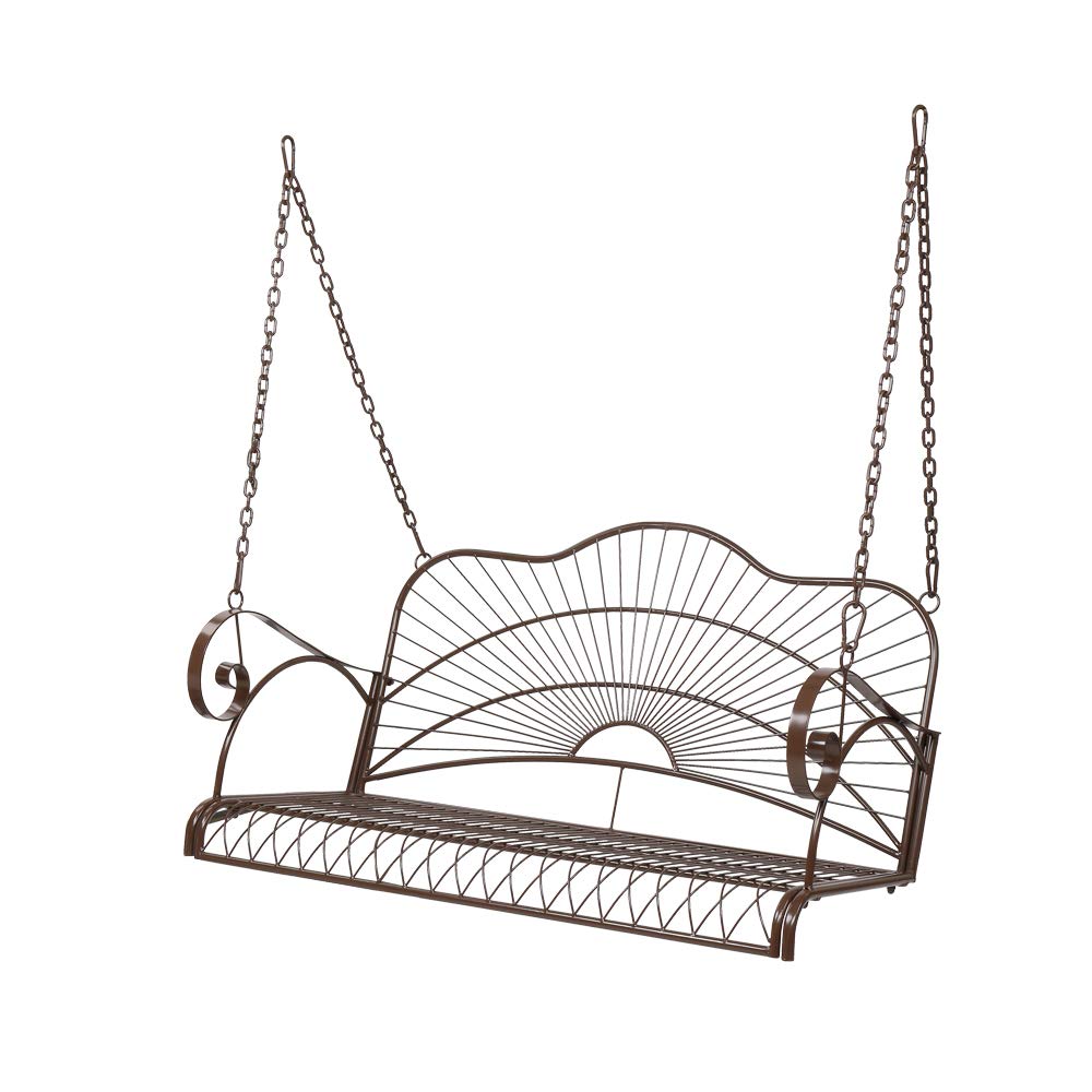 Outdoor Garden Swing Chair - Dark Brown Iron Wire Double Hanging Seat for Patio, Backyard, Porch (Swing Frame Not Included) | Perfect for Relaxing, Reading & Enjoying Nature