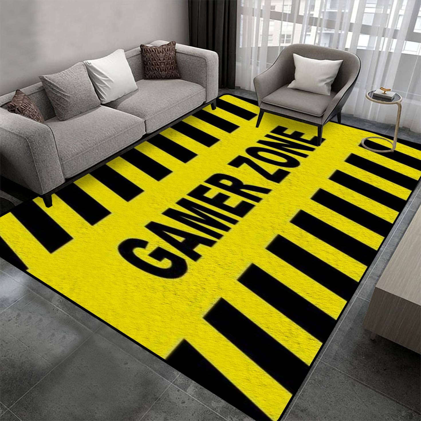 Non-Slip Soft Fluffy Gamer Zone Area Rug - Shaggy Carpet for Living Room, Nursery & Yoga Mats | Indoor/Outdoor Floor Mat for Home Decor & Gaming Room